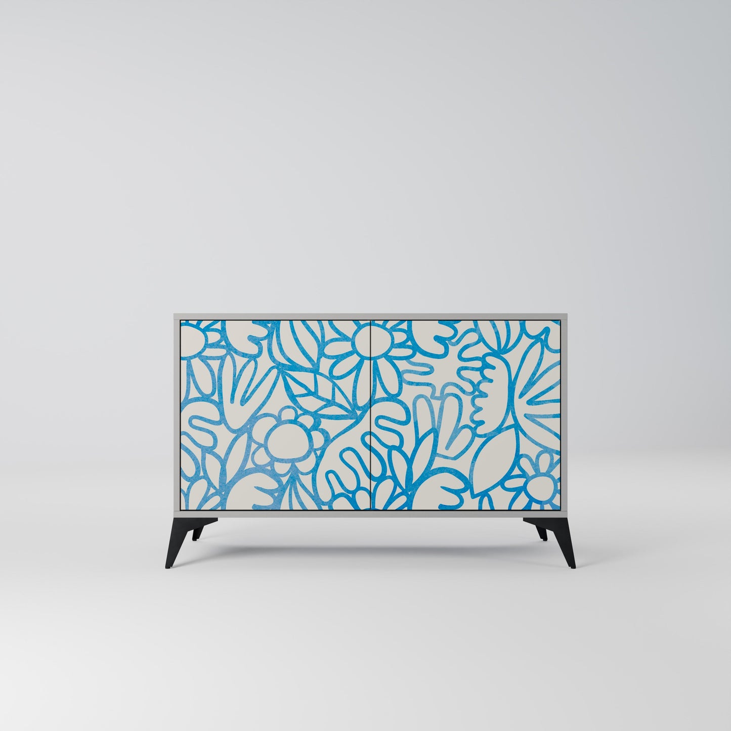Credenza BLOOMY MORNING a 2 ante in finitura grigia