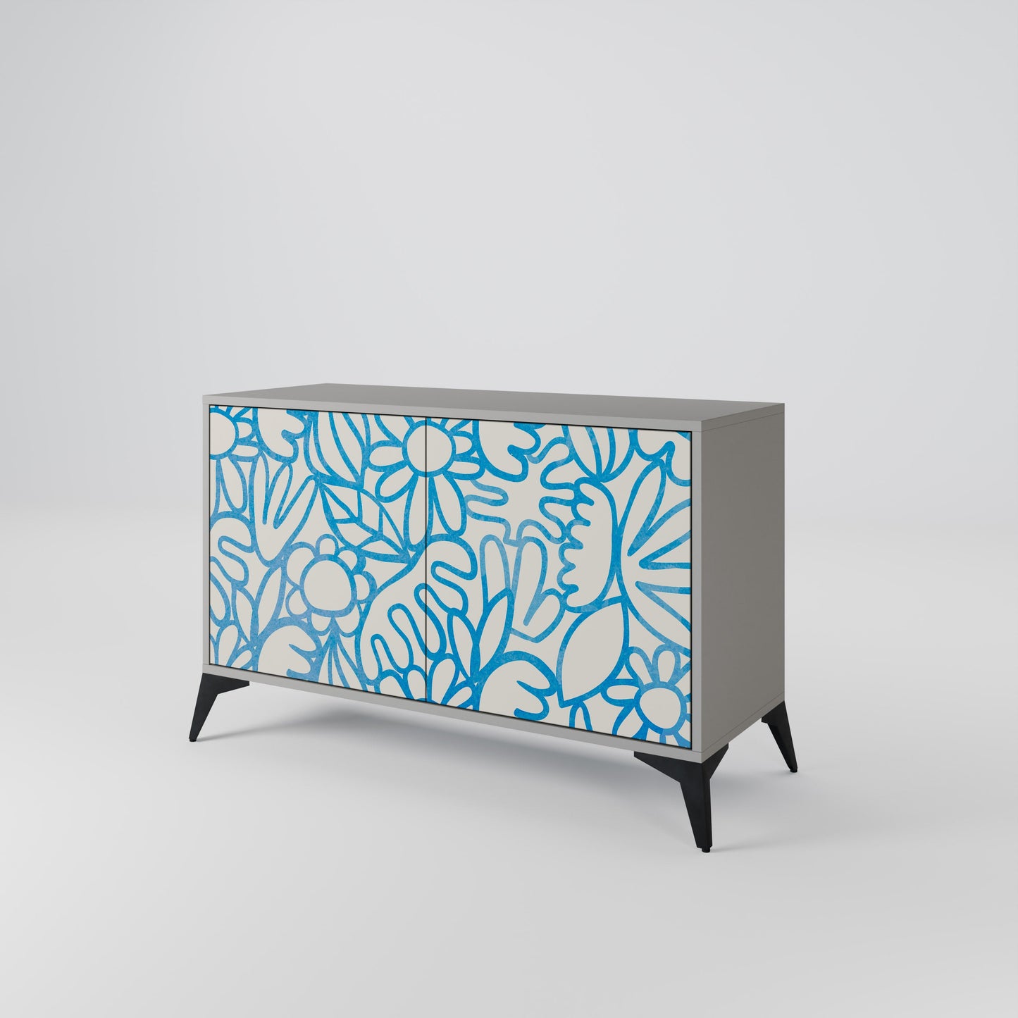 Credenza BLOOMY MORNING a 2 ante in finitura grigia