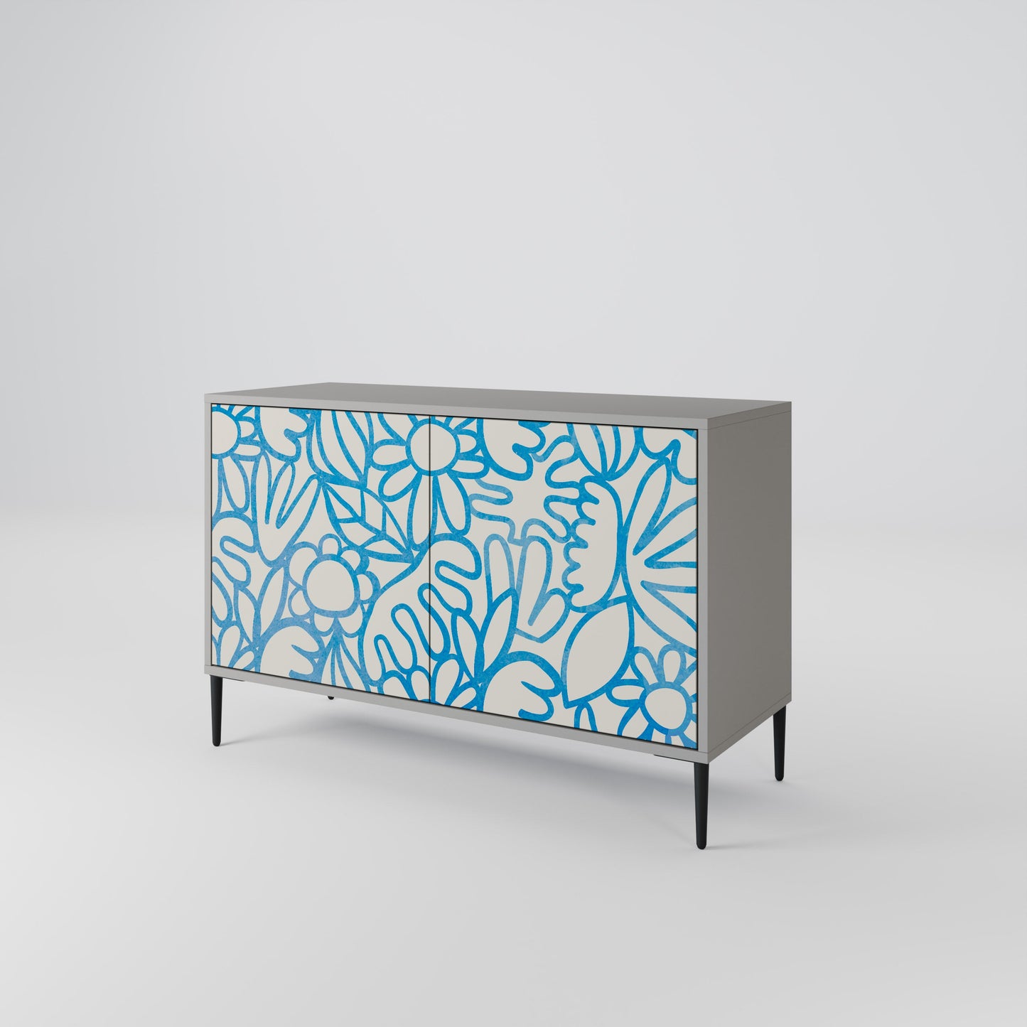 Credenza BLOOMY MORNING a 2 ante in finitura grigia