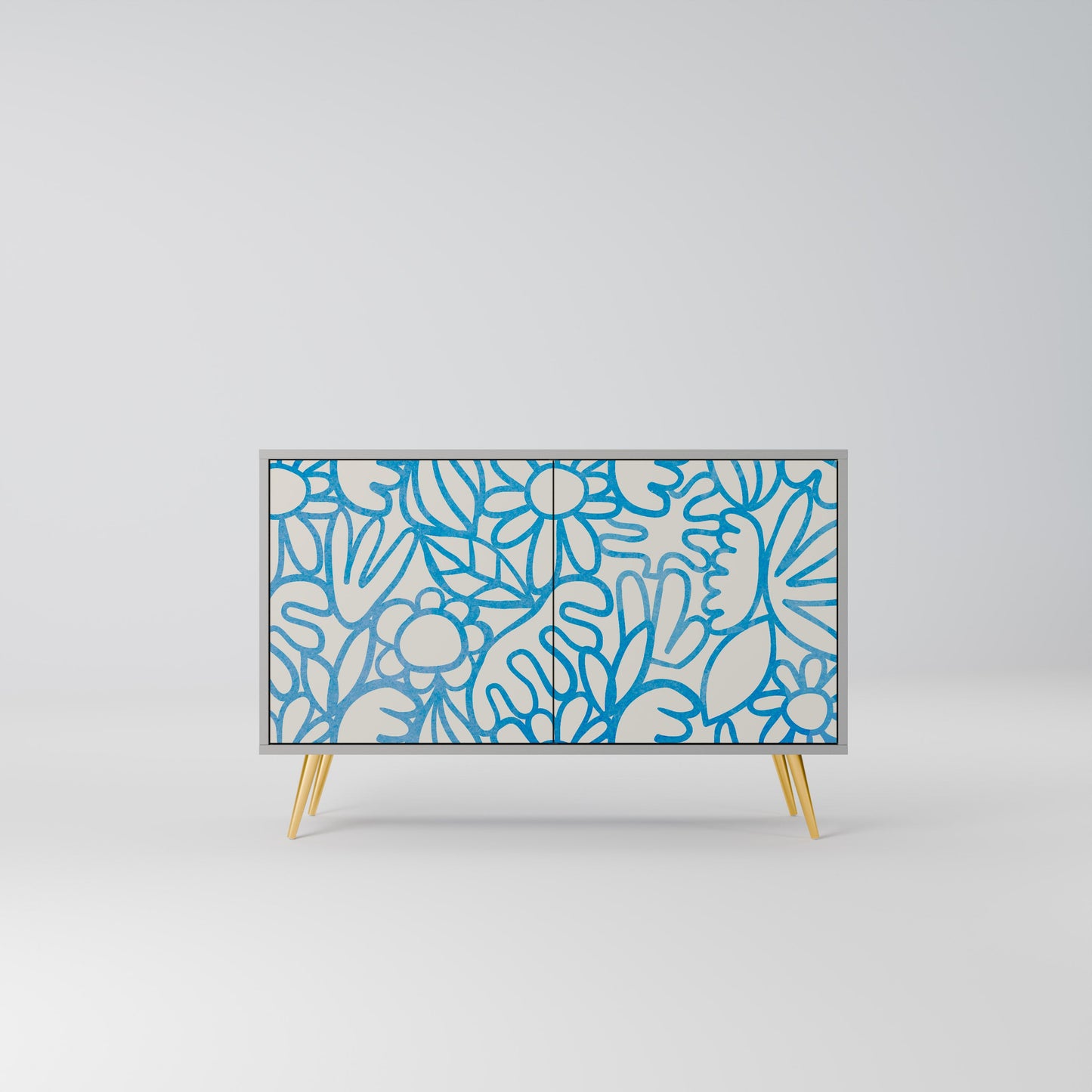 Credenza BLOOMY MORNING a 2 ante in finitura grigia