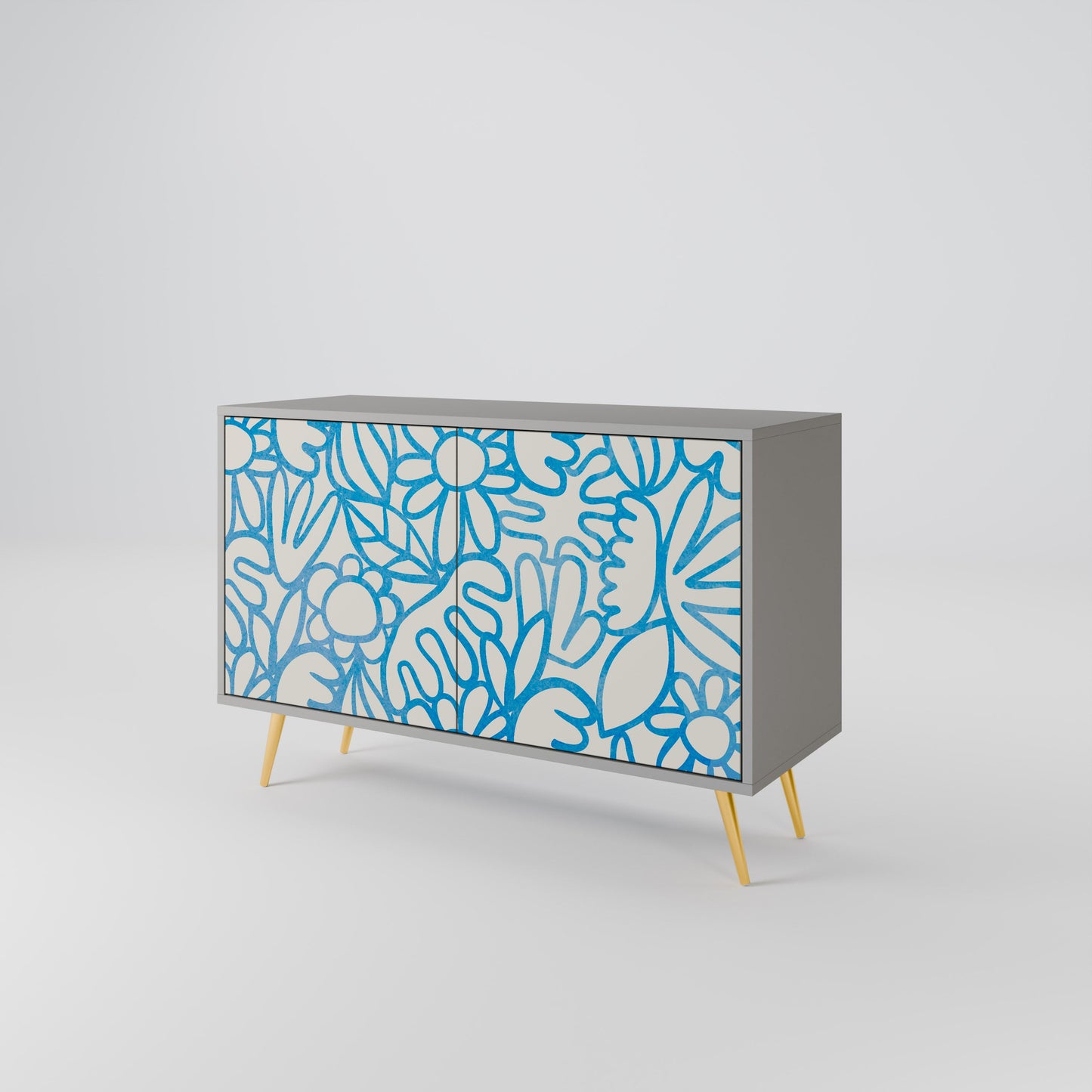 Credenza BLOOMY MORNING a 2 ante in finitura grigia