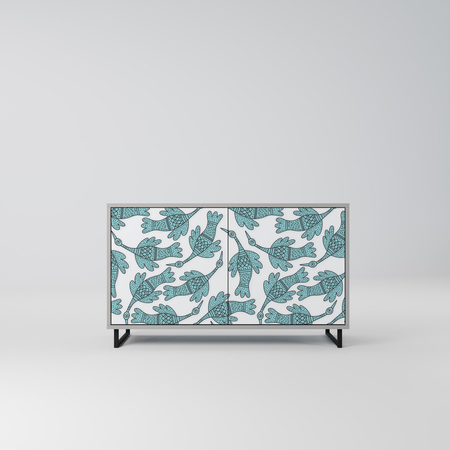 Credenza a 2 ante WATERSPOUT SONGIBIRD in finitura grigia