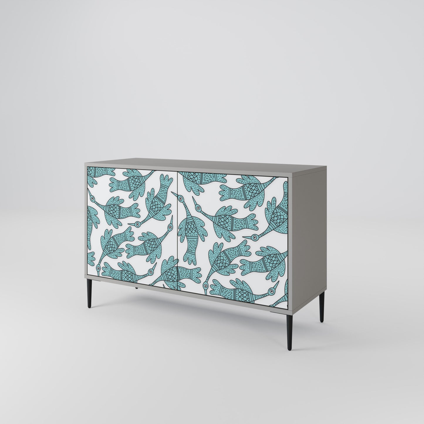 Credenza a 2 ante WATERSPOUT SONGIBIRD in finitura grigia