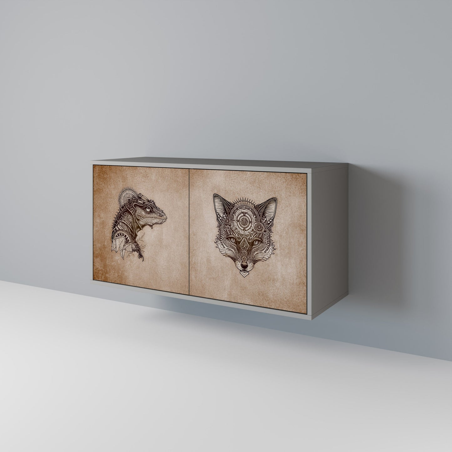 STEAMPUNK CLAN 2-Door Sideboard in Grey Finish