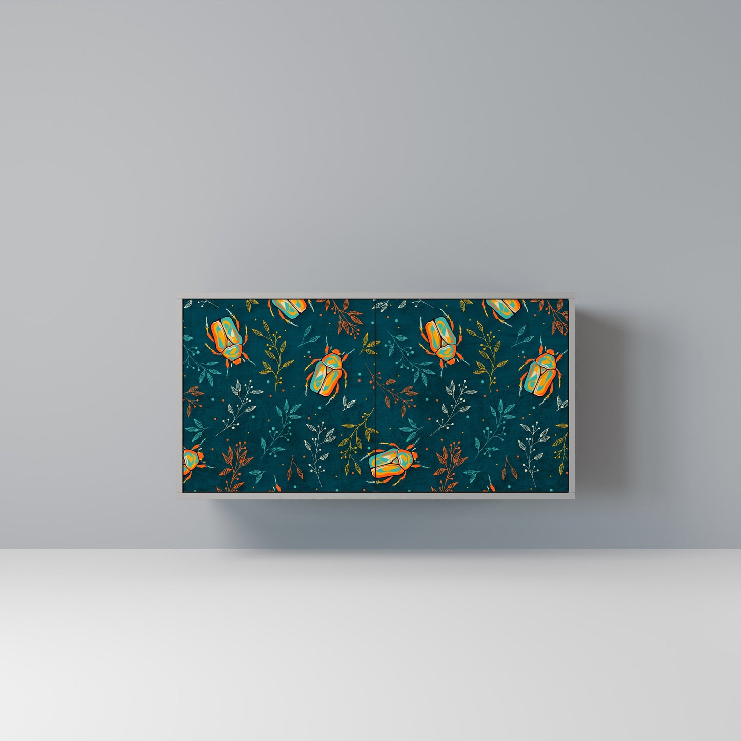 Credenza a 2 ante AUTUMN INSECTS in finitura grigia