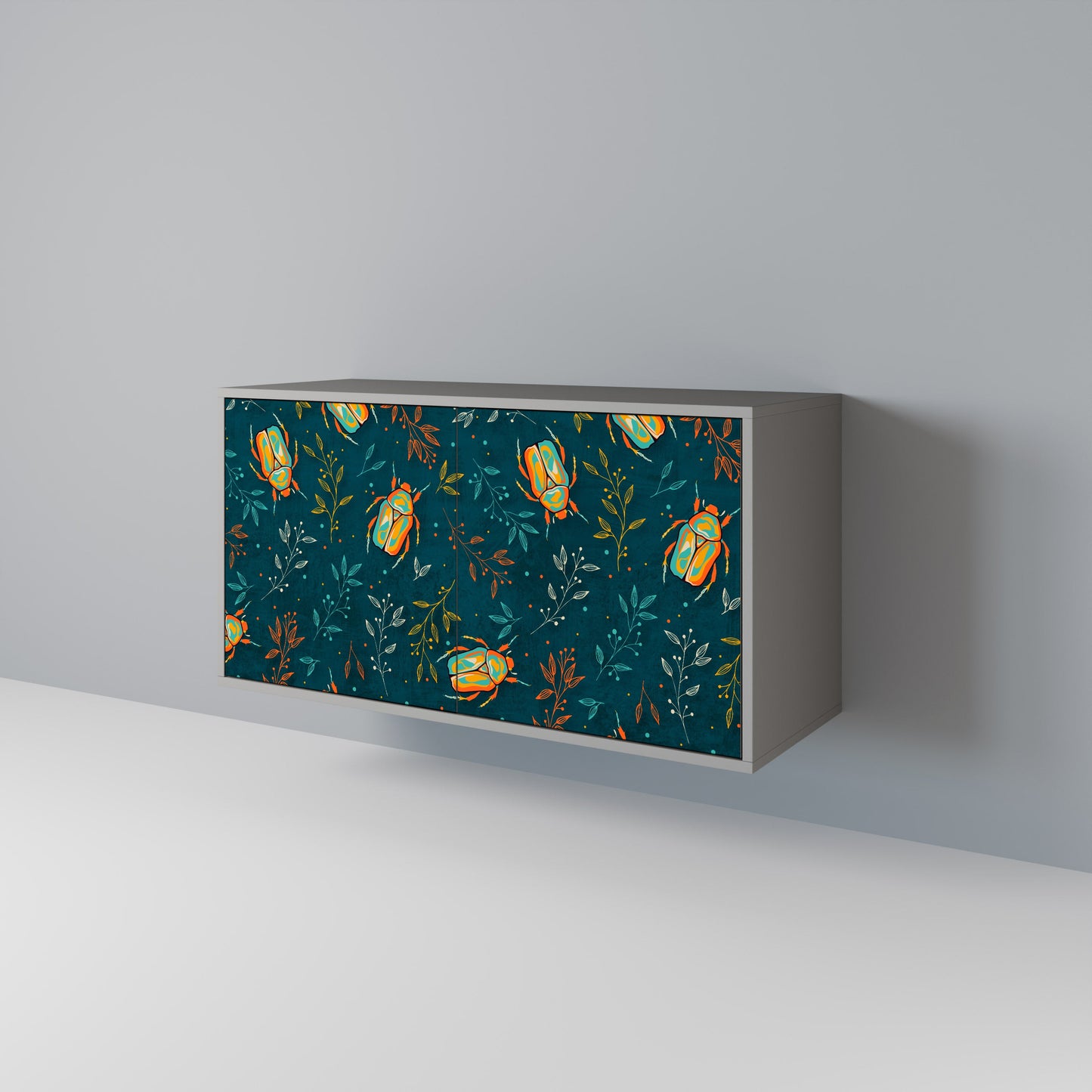 Credenza a 2 ante AUTUMN INSECTS in finitura grigia