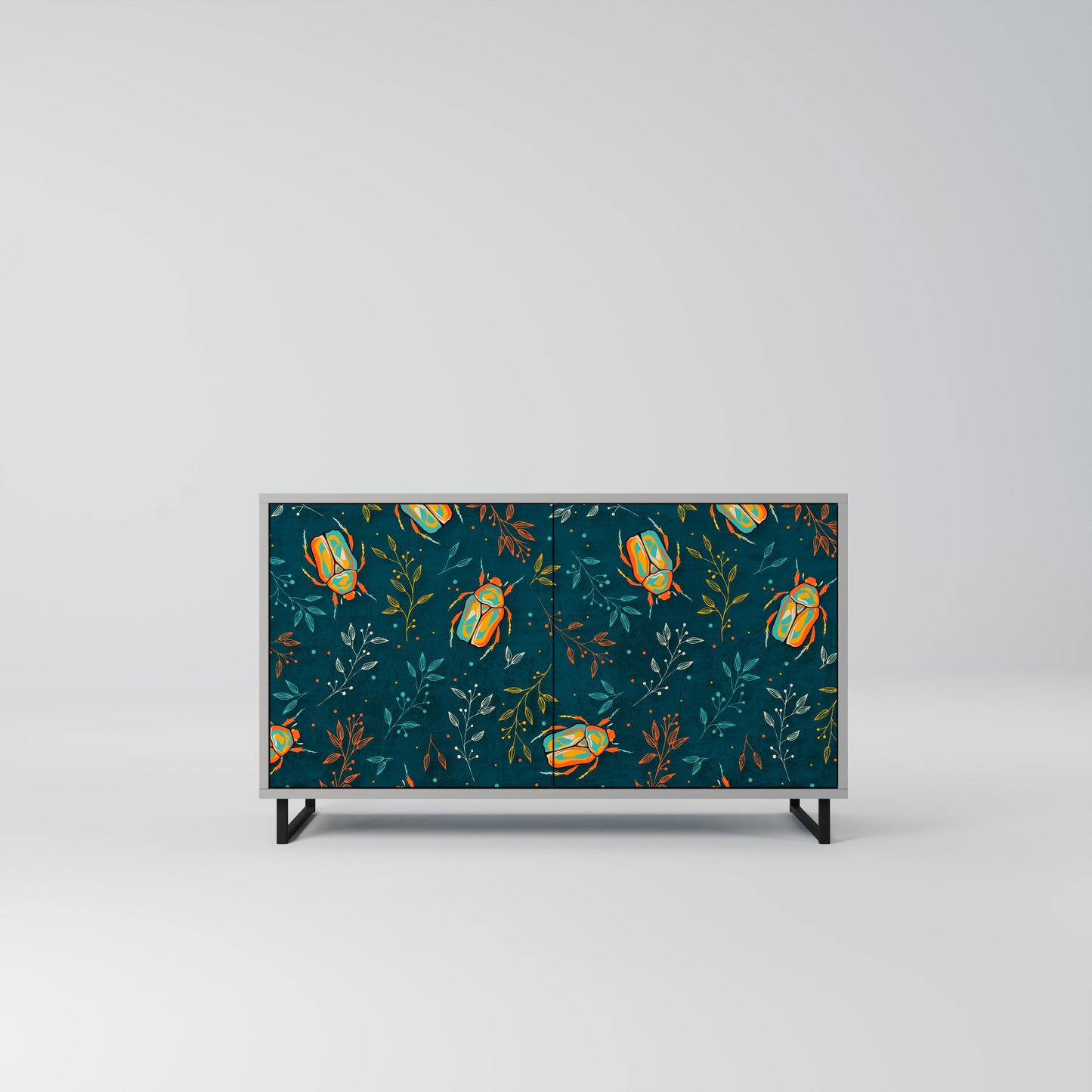 Credenza a 2 ante AUTUMN INSECTS in finitura grigia