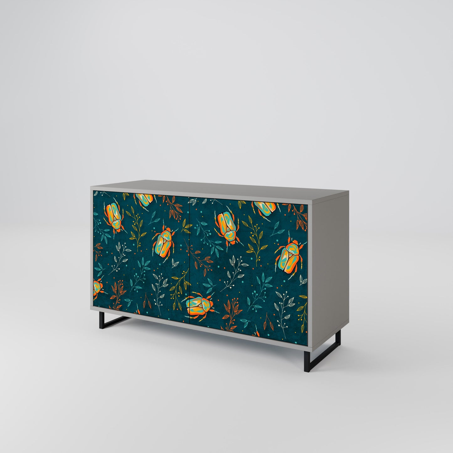 Credenza a 2 ante AUTUMN INSECTS in finitura grigia