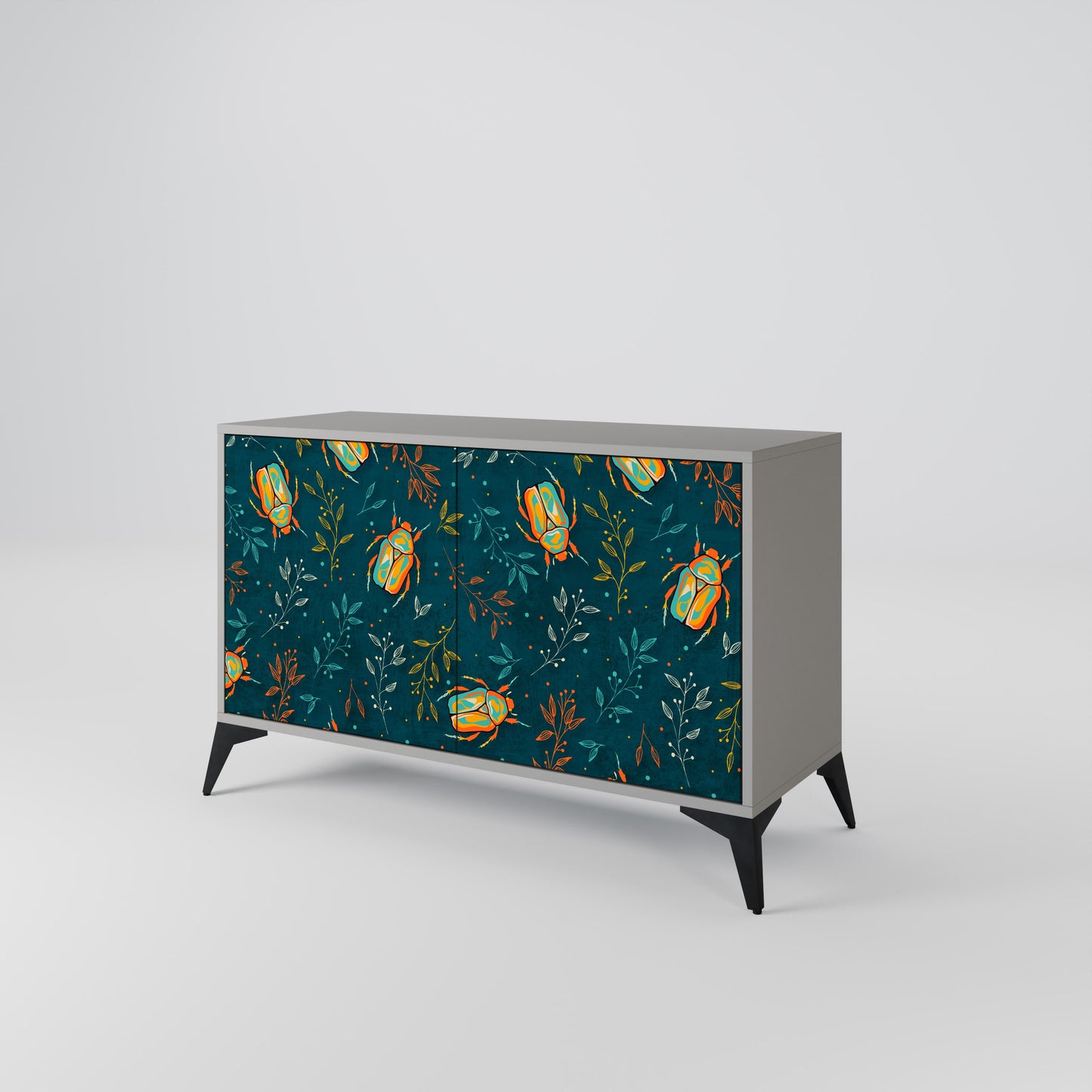 Credenza a 2 ante AUTUMN INSECTS in finitura grigia