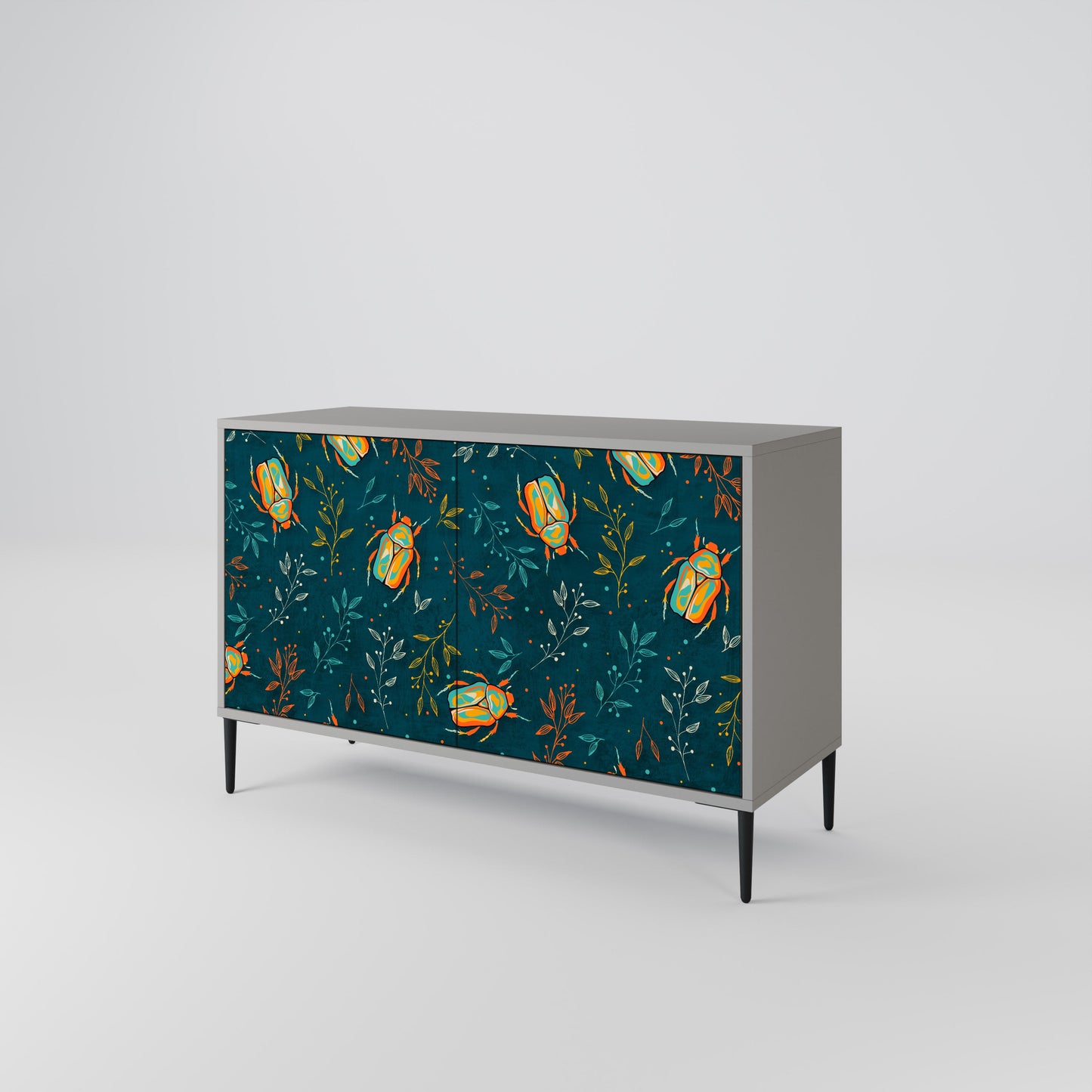 Credenza a 2 ante AUTUMN INSECTS in finitura grigia