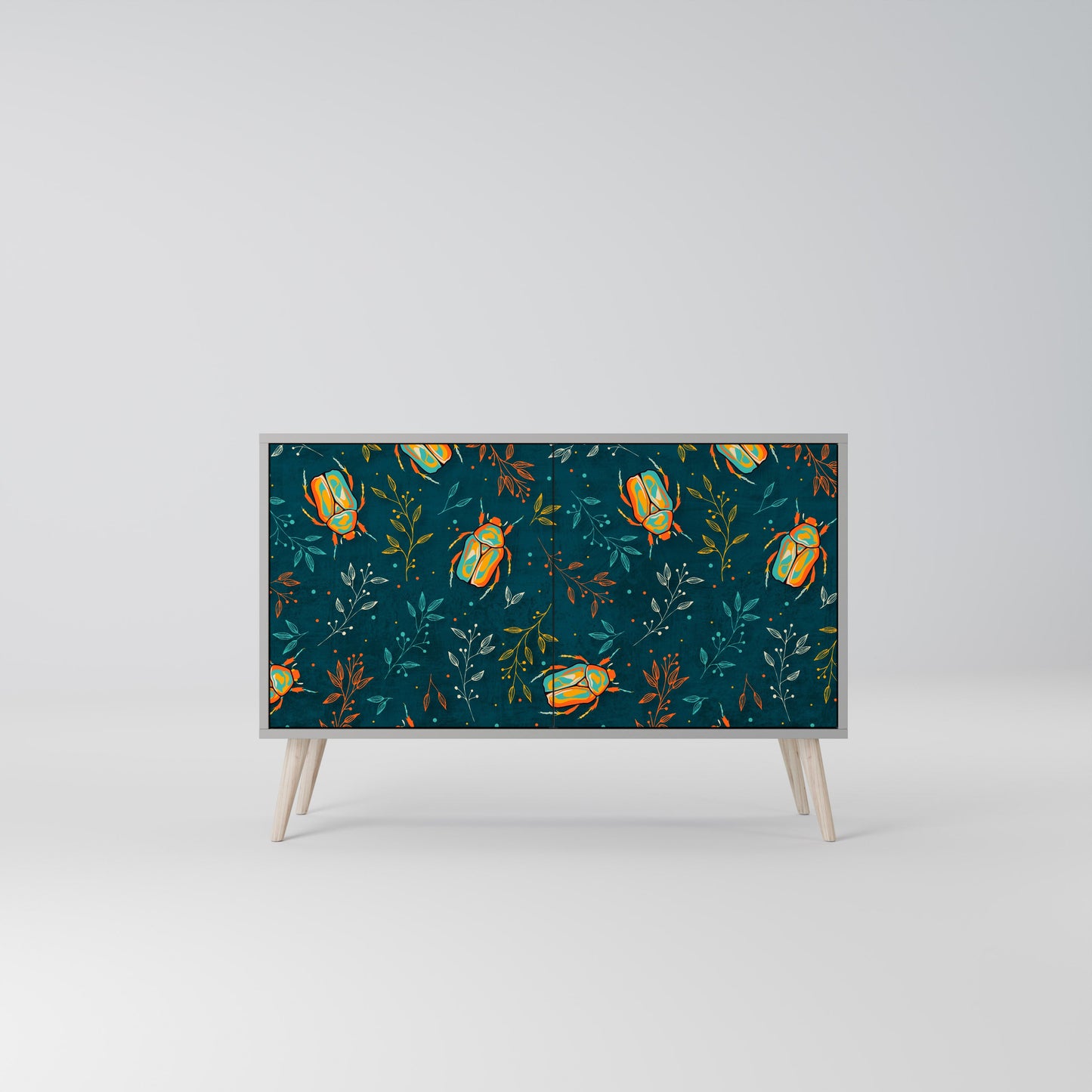 Credenza a 2 ante AUTUMN INSECTS in finitura grigia