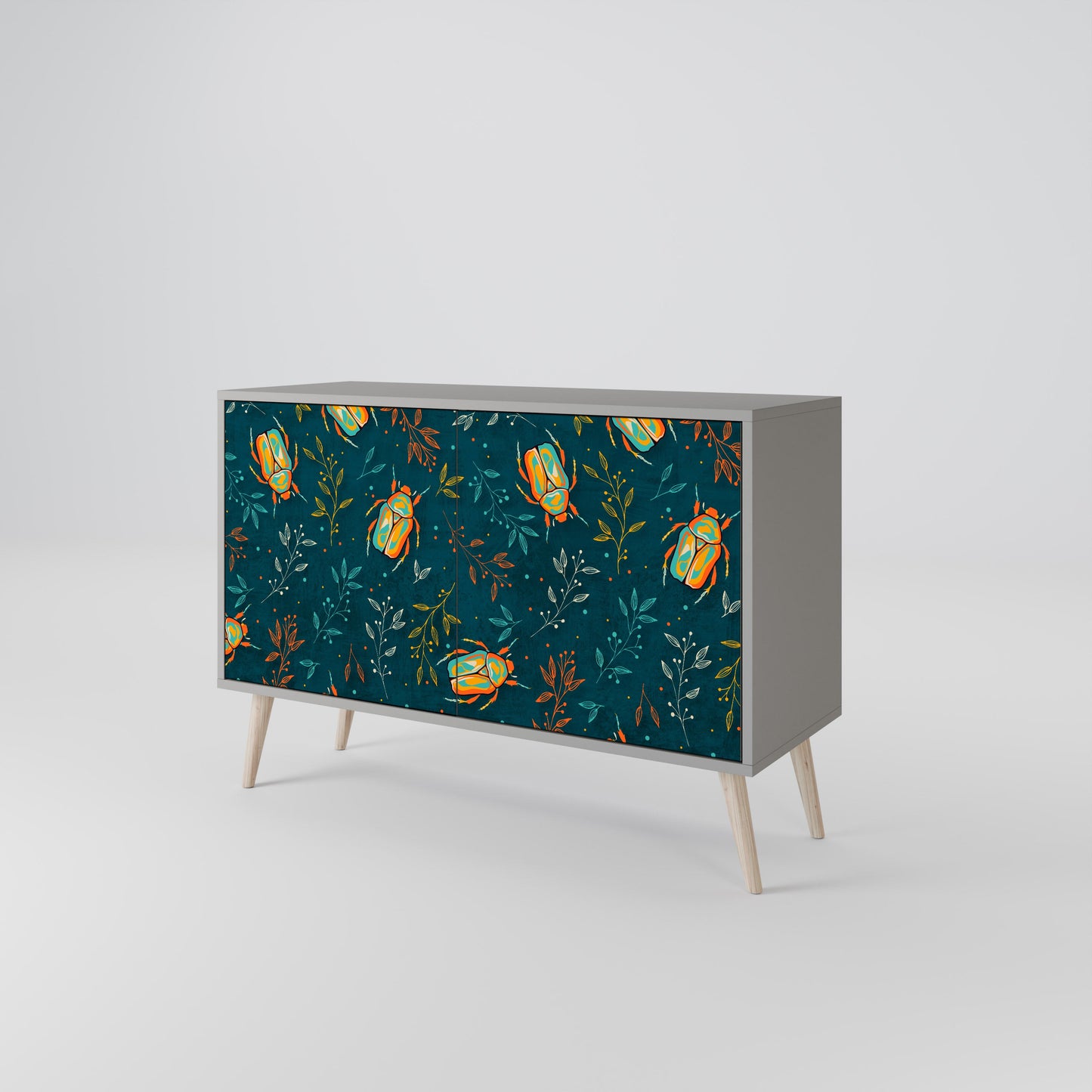 Credenza a 2 ante AUTUMN INSECTS in finitura grigia