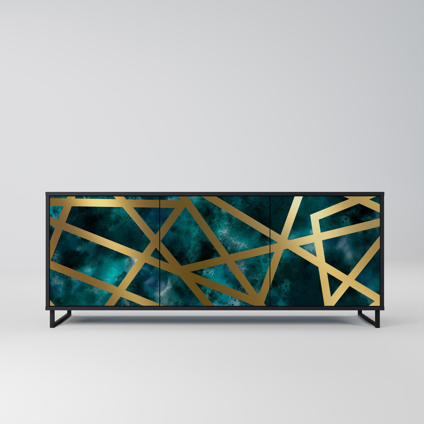 Credenza a 3 ante THE LABYRINTH OF GOLD con finitura nera