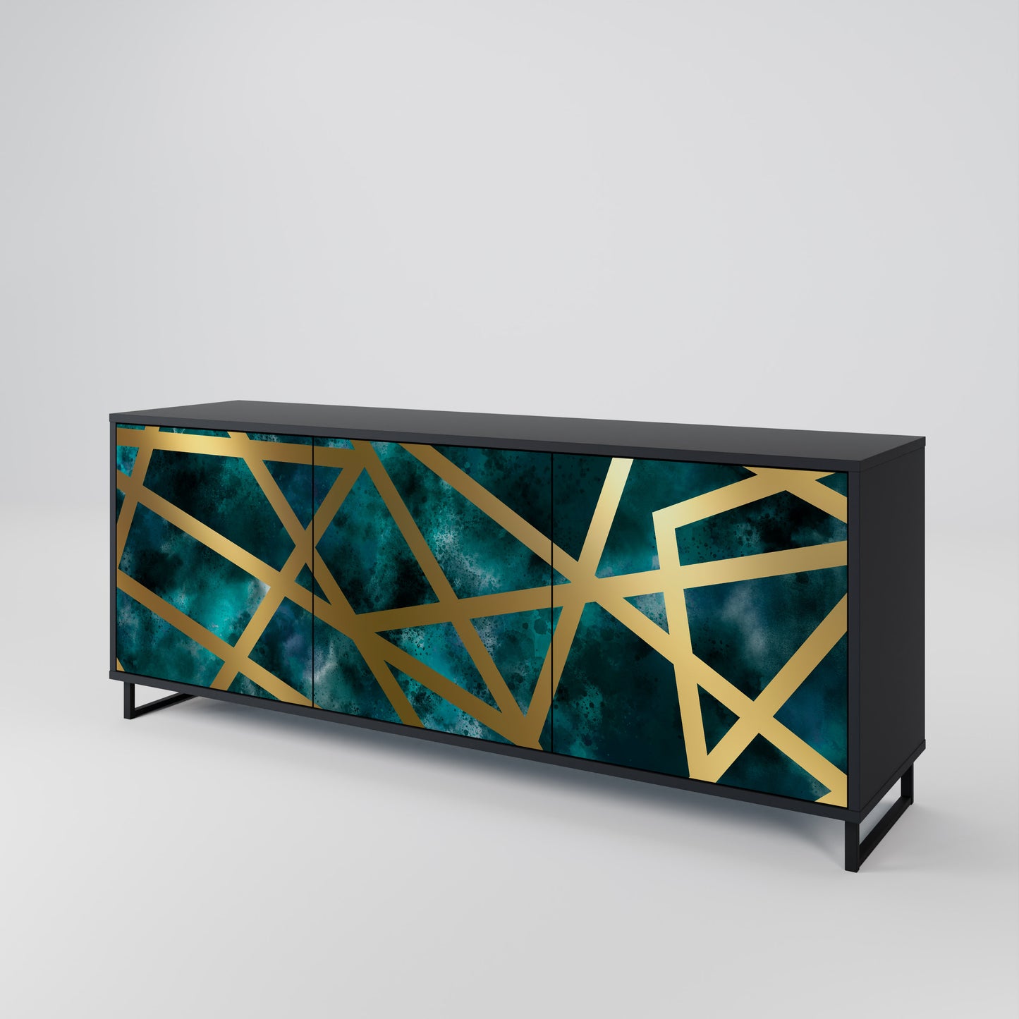 Credenza a 3 ante THE LABYRINTH OF GOLD con finitura nera