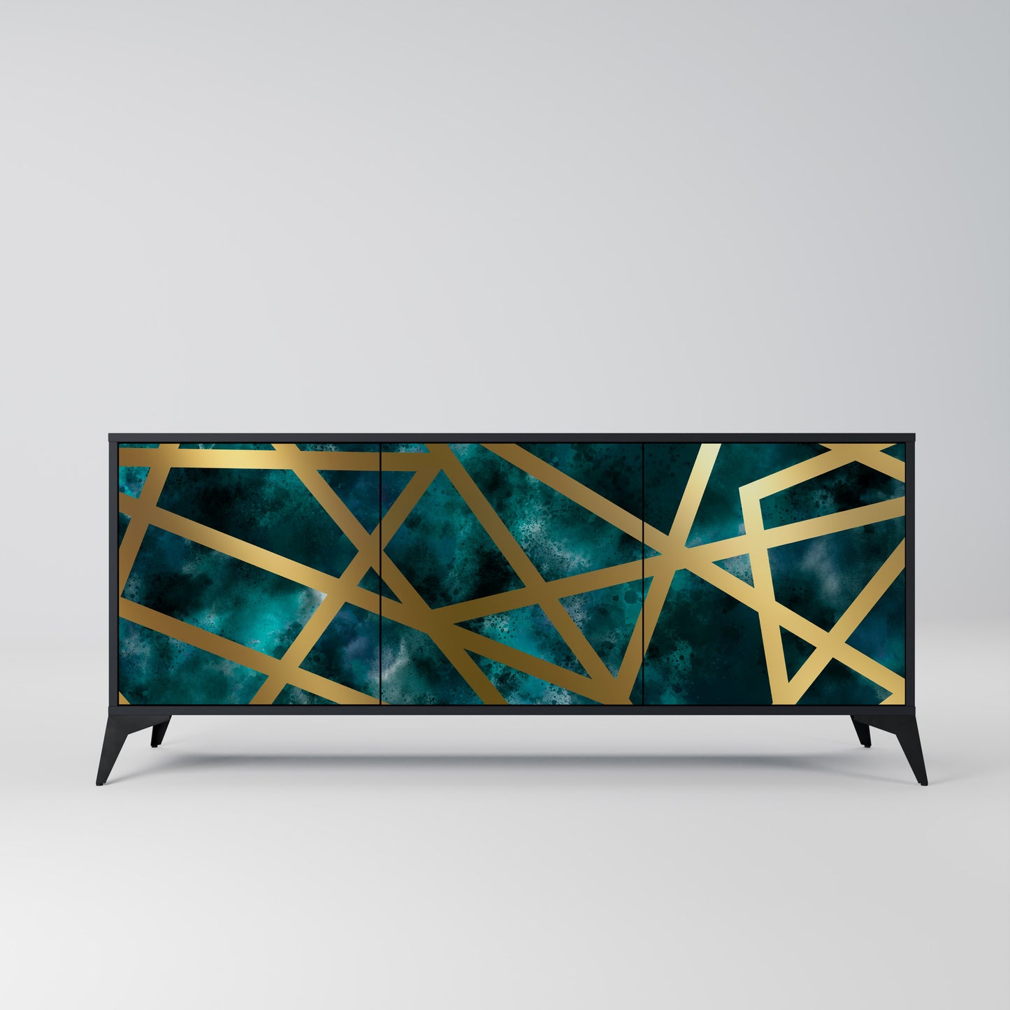 Credenza a 3 ante THE LABYRINTH OF GOLD con finitura nera