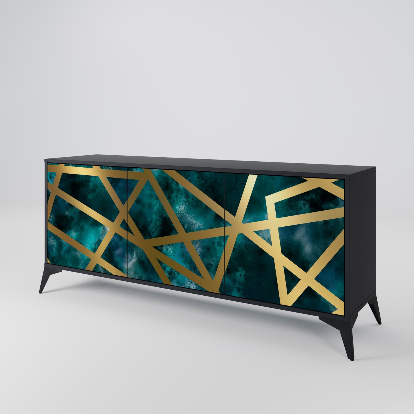 Credenza a 3 ante THE LABYRINTH OF GOLD con finitura nera