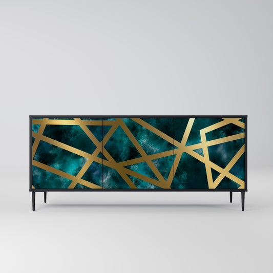 Credenza a 3 ante THE LABYRINTH OF GOLD con finitura nera