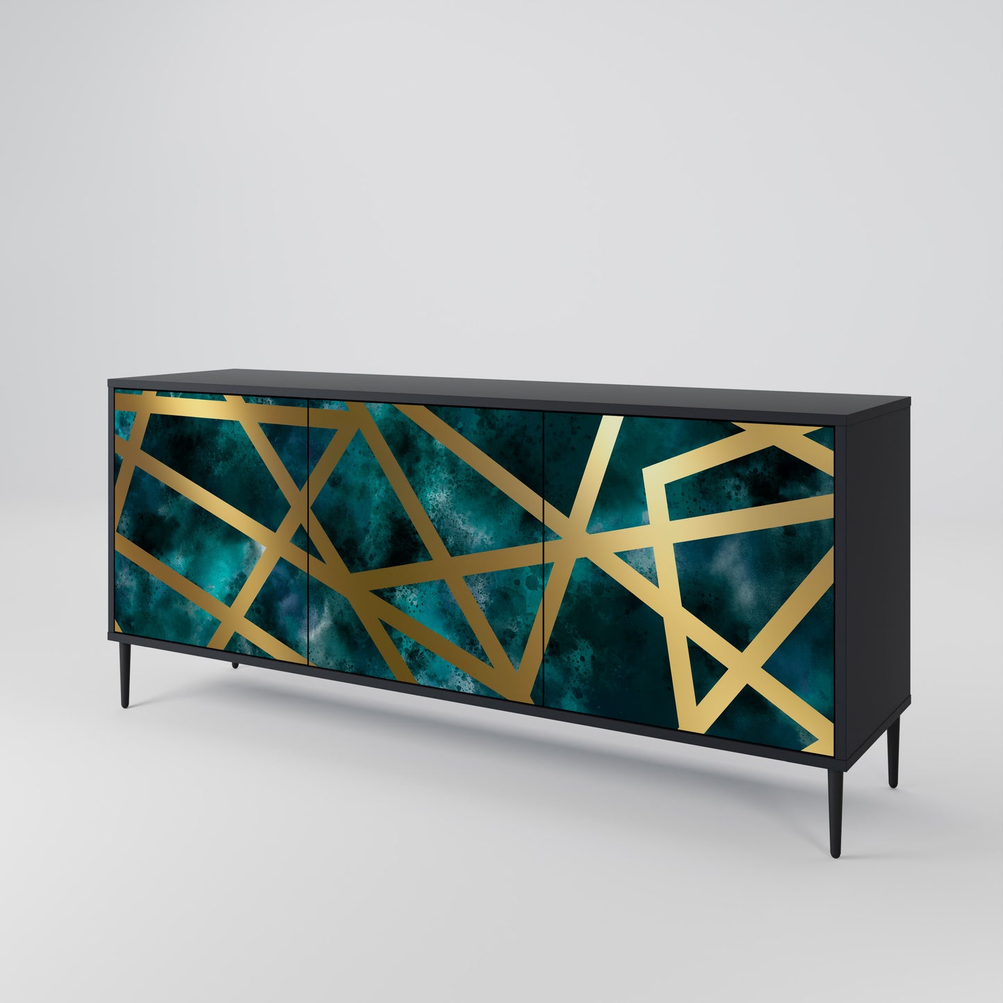 Credenza a 3 ante THE LABYRINTH OF GOLD con finitura nera