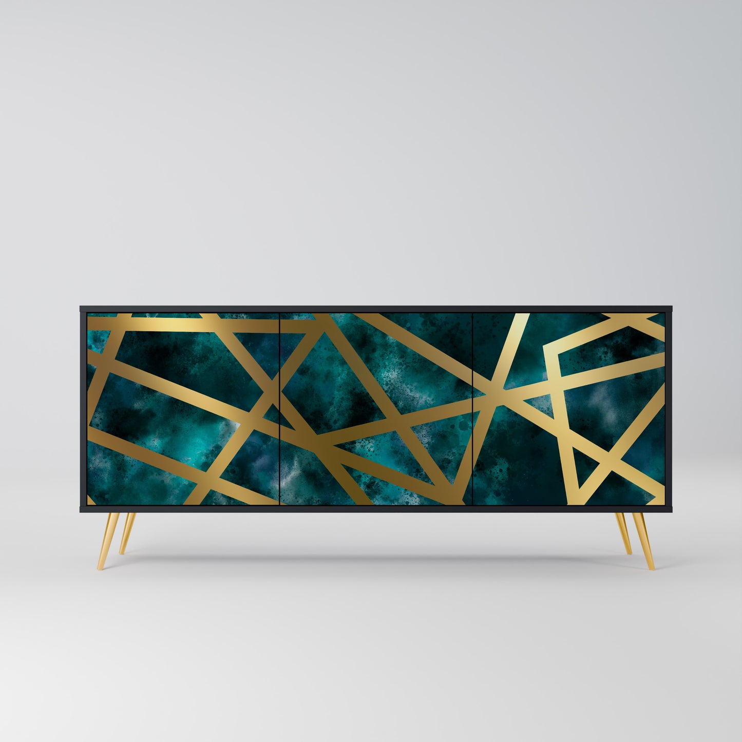 Credenza a 3 ante THE LABYRINTH OF GOLD con finitura nera