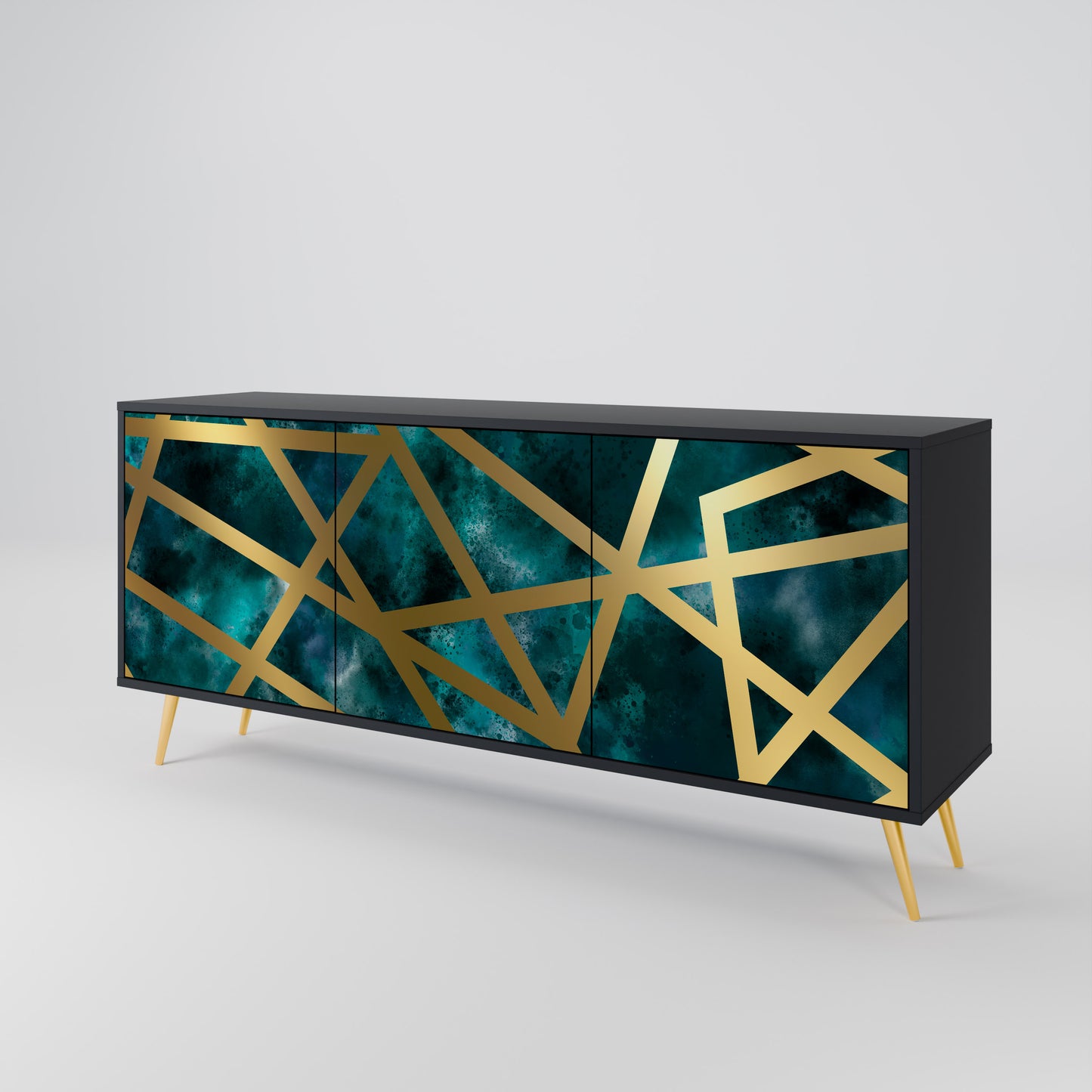 Credenza a 3 ante THE LABYRINTH OF GOLD con finitura nera