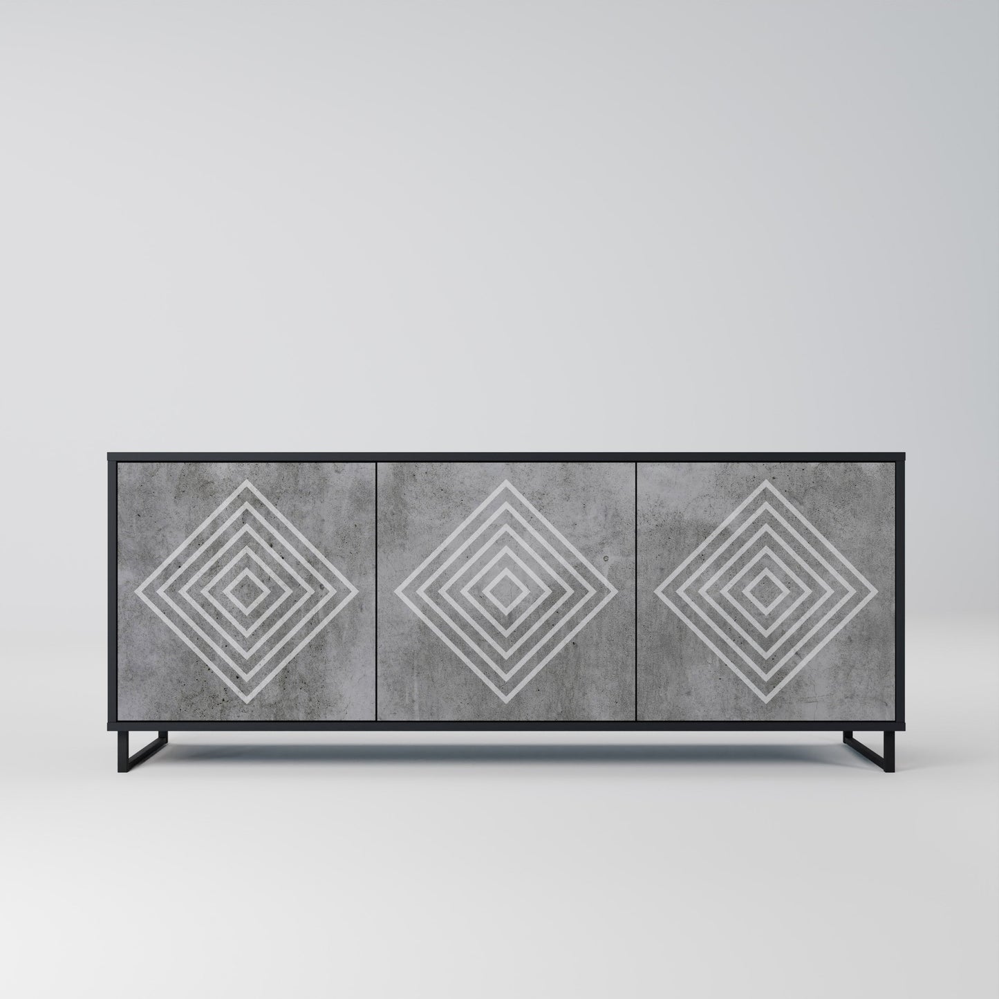 Credenza a 3 ante POLYGONAL ARTISTRY in finitura nera