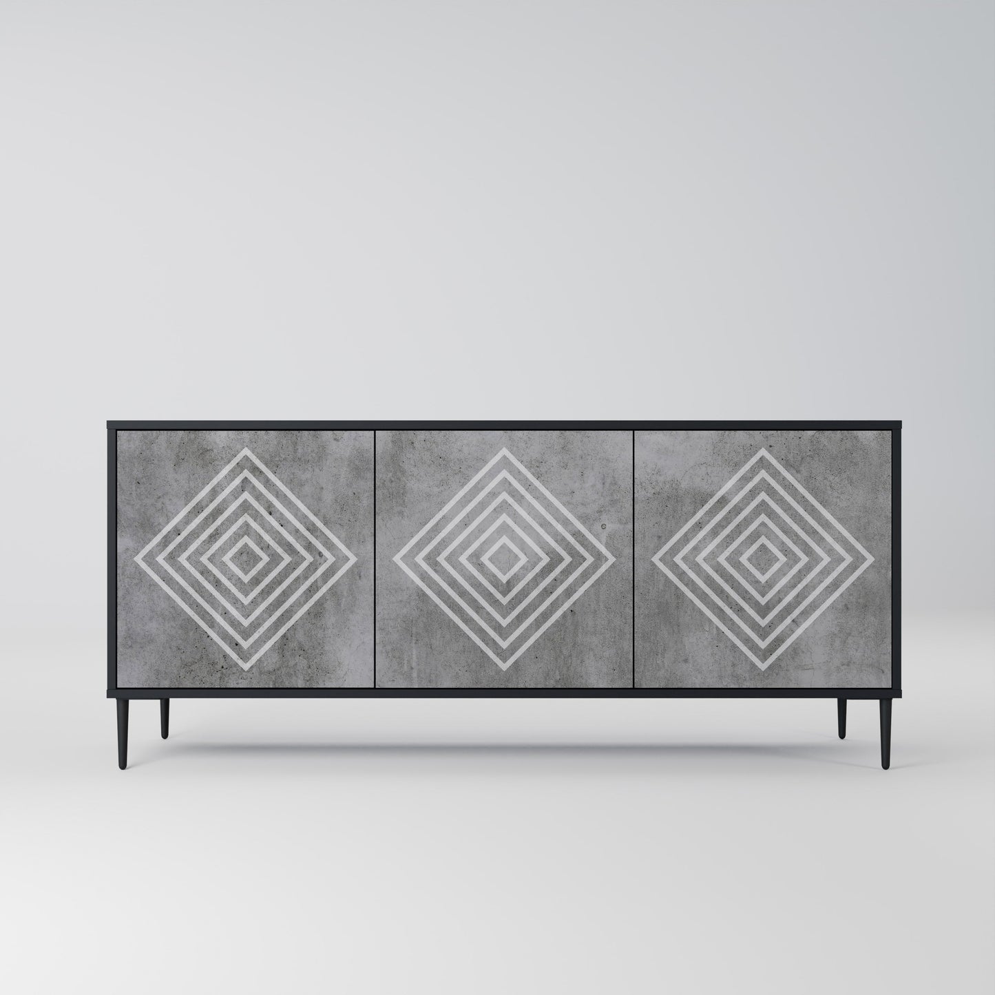 Credenza a 3 ante POLYGONAL ARTISTRY in finitura nera