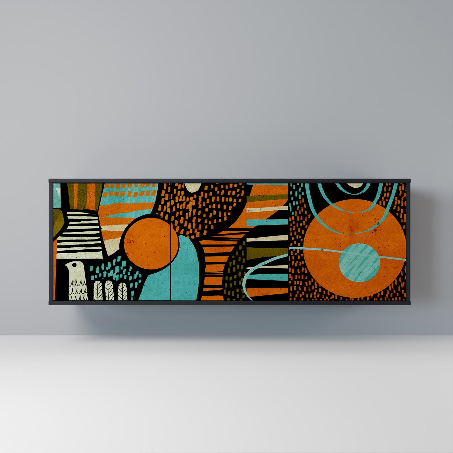 Credenza GEODE GLIMMER a 3 ante con finitura nera