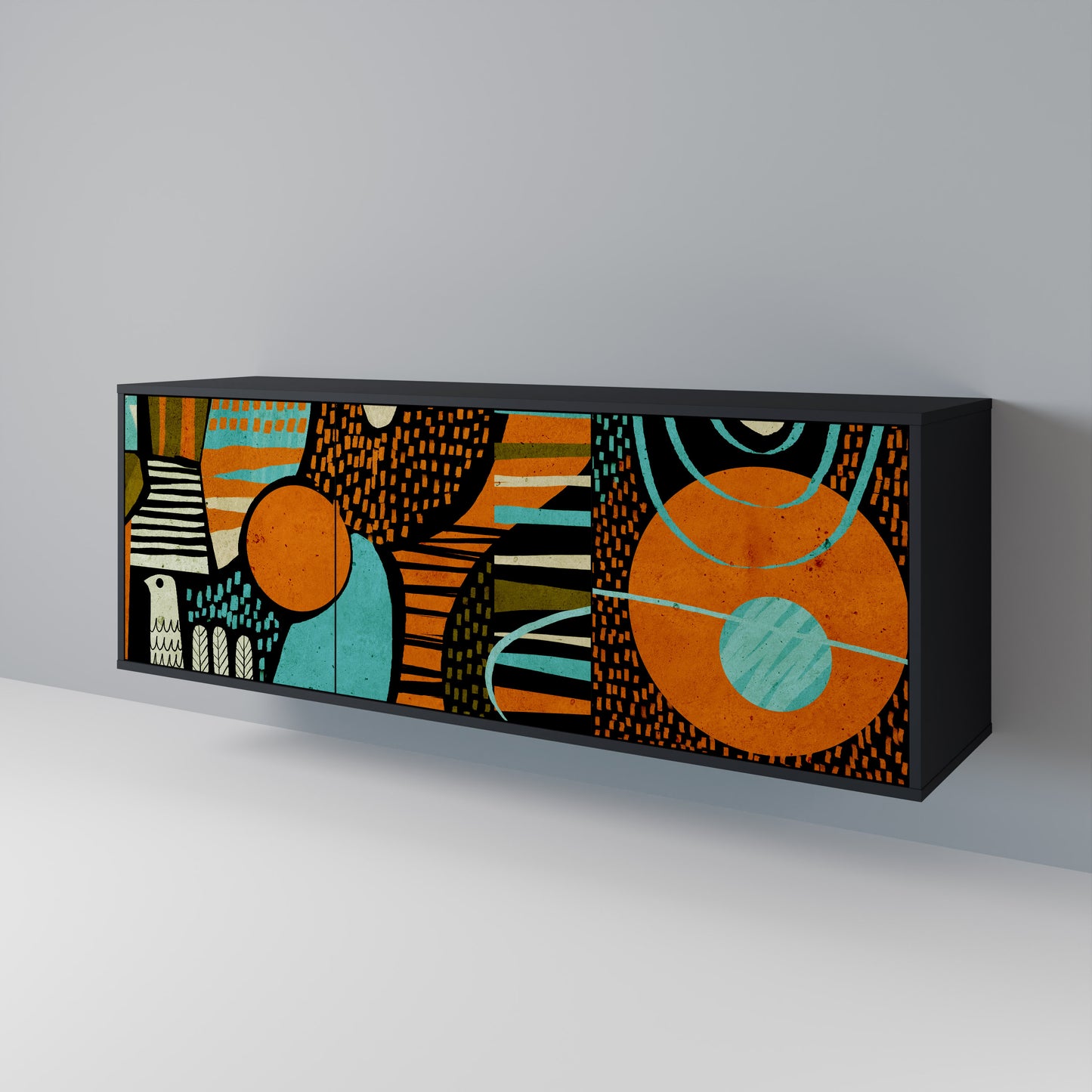Credenza GEODE GLIMMER a 3 ante con finitura nera