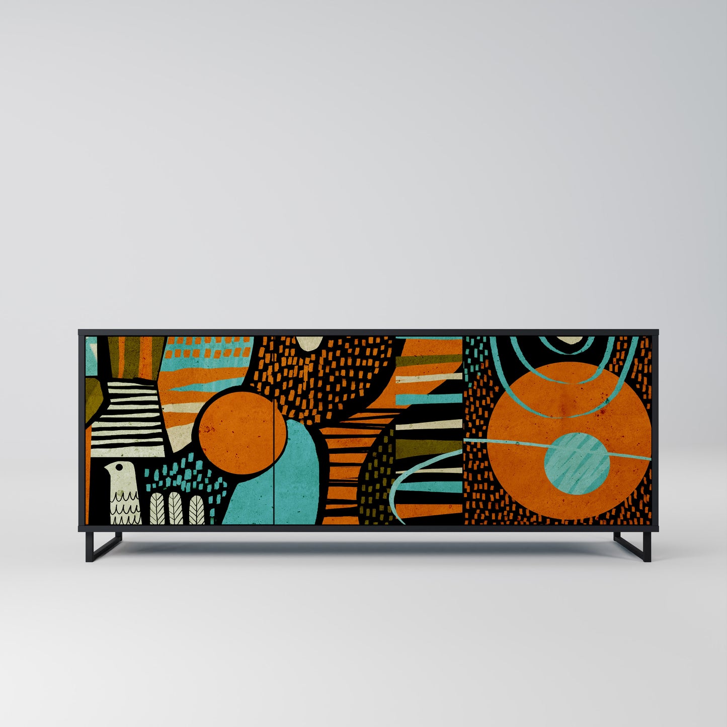 Credenza GEODE GLIMMER a 3 ante con finitura nera