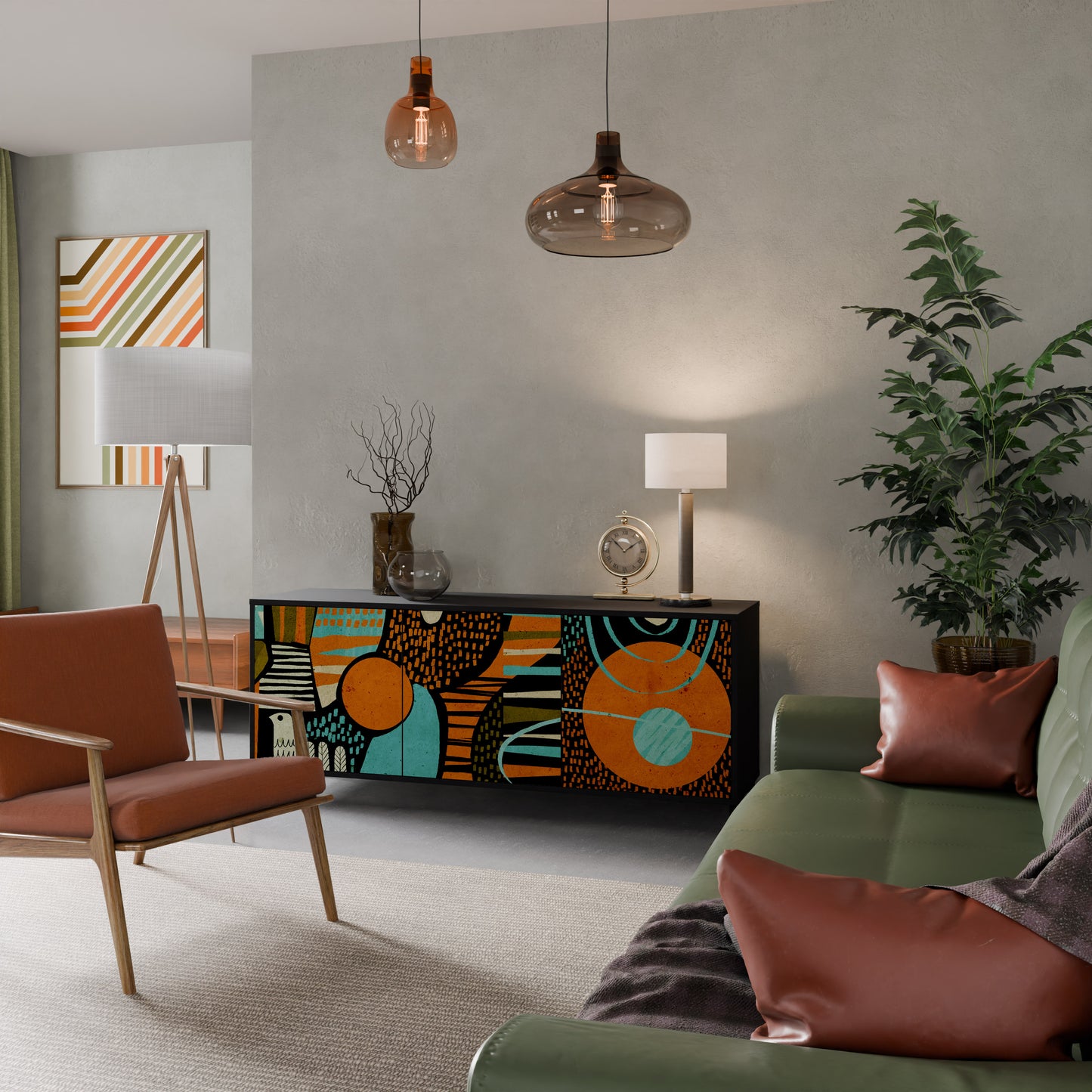 Credenza GEODE GLIMMER a 3 ante con finitura nera