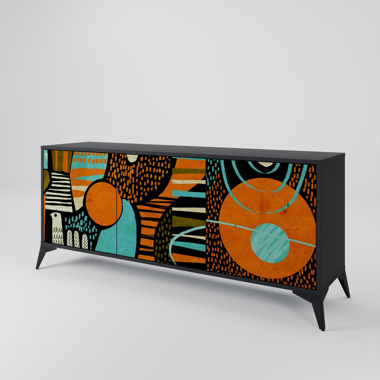 Credenza GEODE GLIMMER a 3 ante con finitura nera