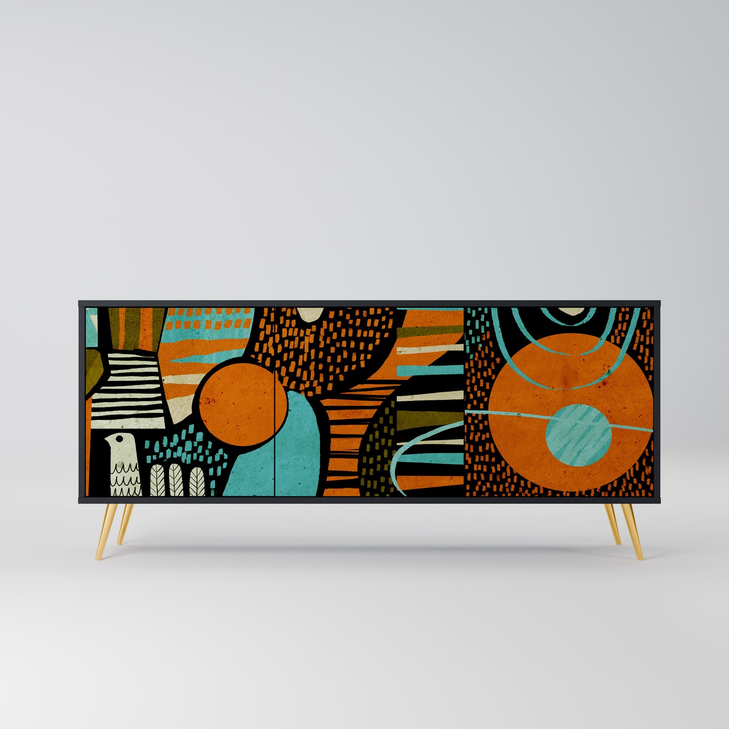 Credenza GEODE GLIMMER a 3 ante con finitura nera
