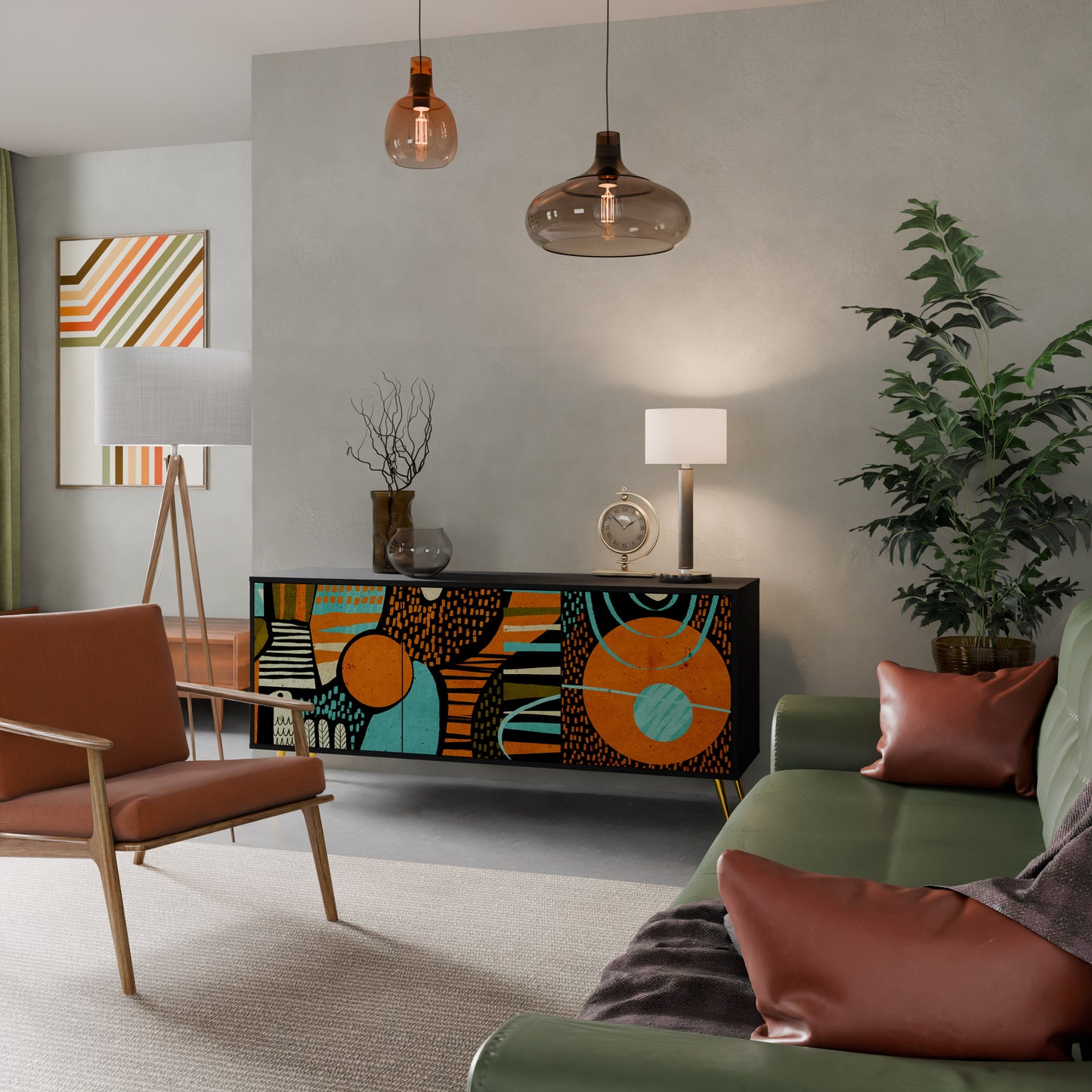 Credenza GEODE GLIMMER a 3 ante con finitura nera
