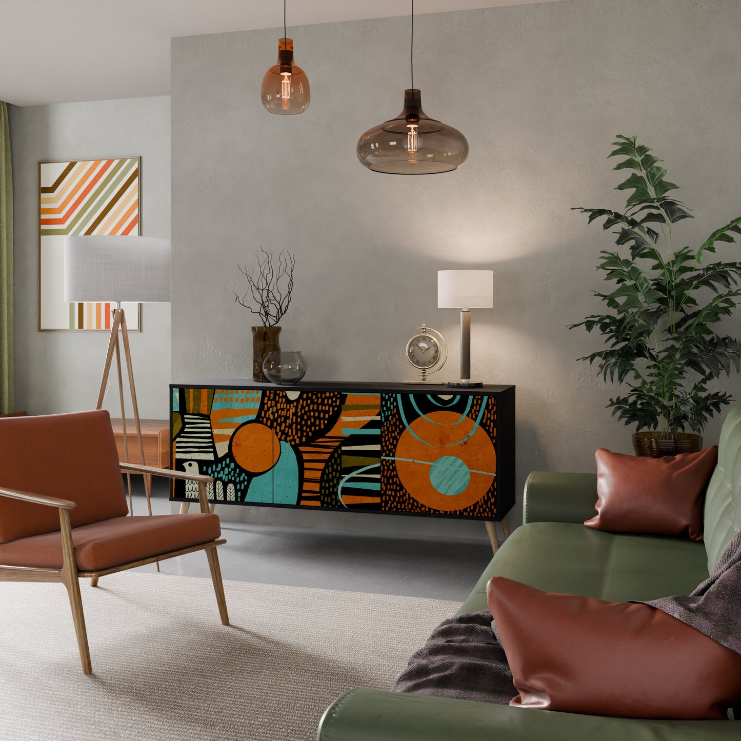 Credenza GEODE GLIMMER a 3 ante con finitura nera