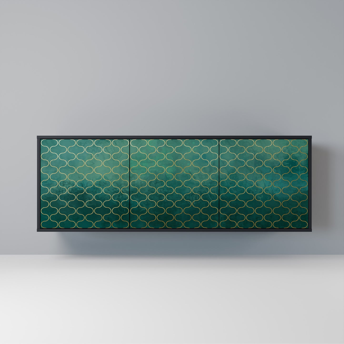 TESSELATED GREENERY Madia a 3 Ante in Finitura Nera