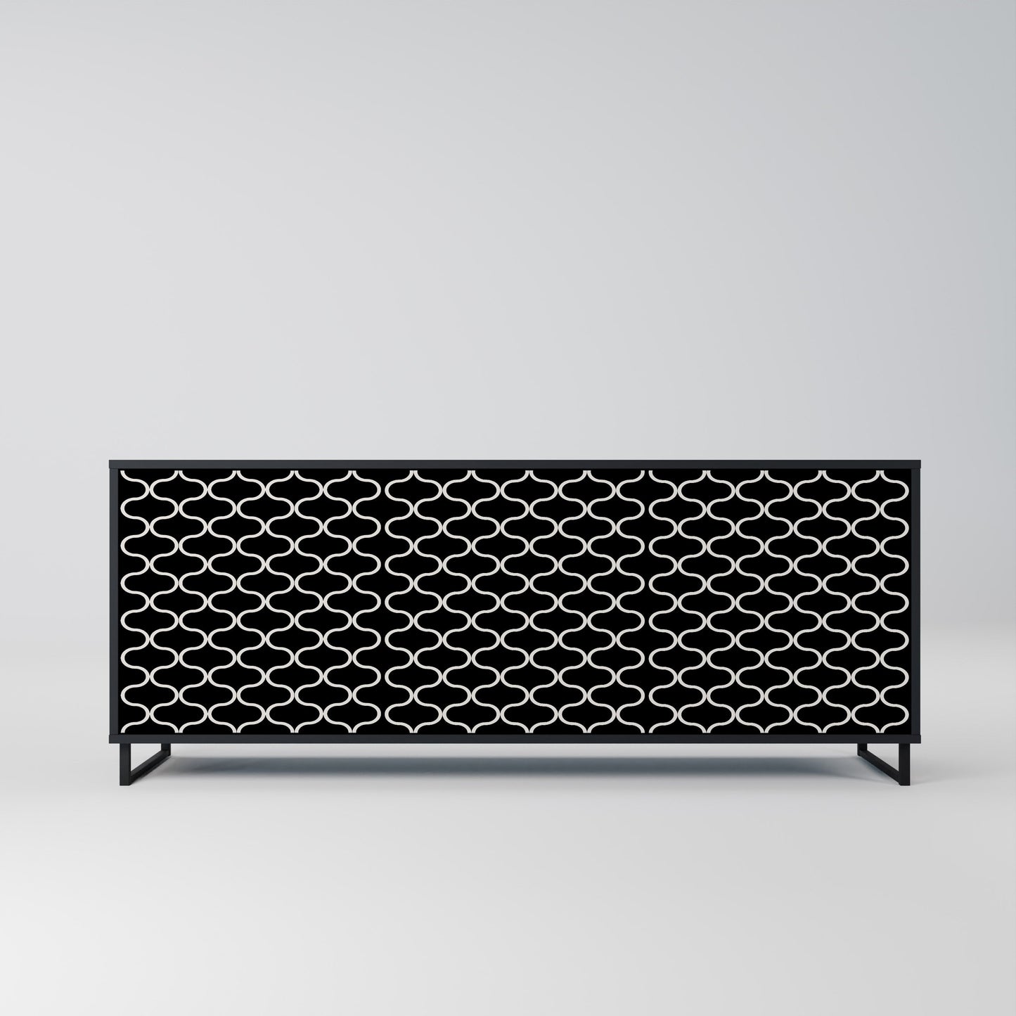 TESSELATED BLACKNESS 3-Door Sideboard in Black Finish