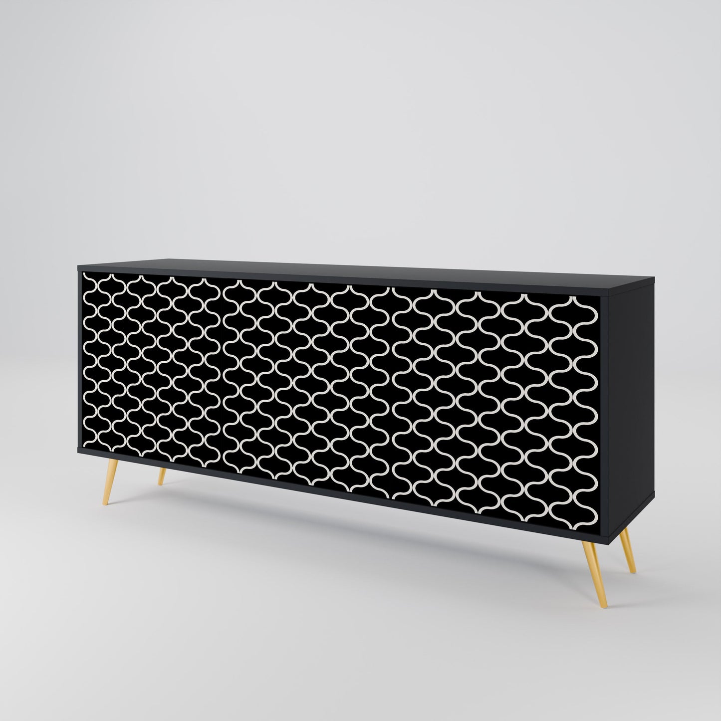 TESSELATED BLACKNESS 3-Door Sideboard in Black Finish