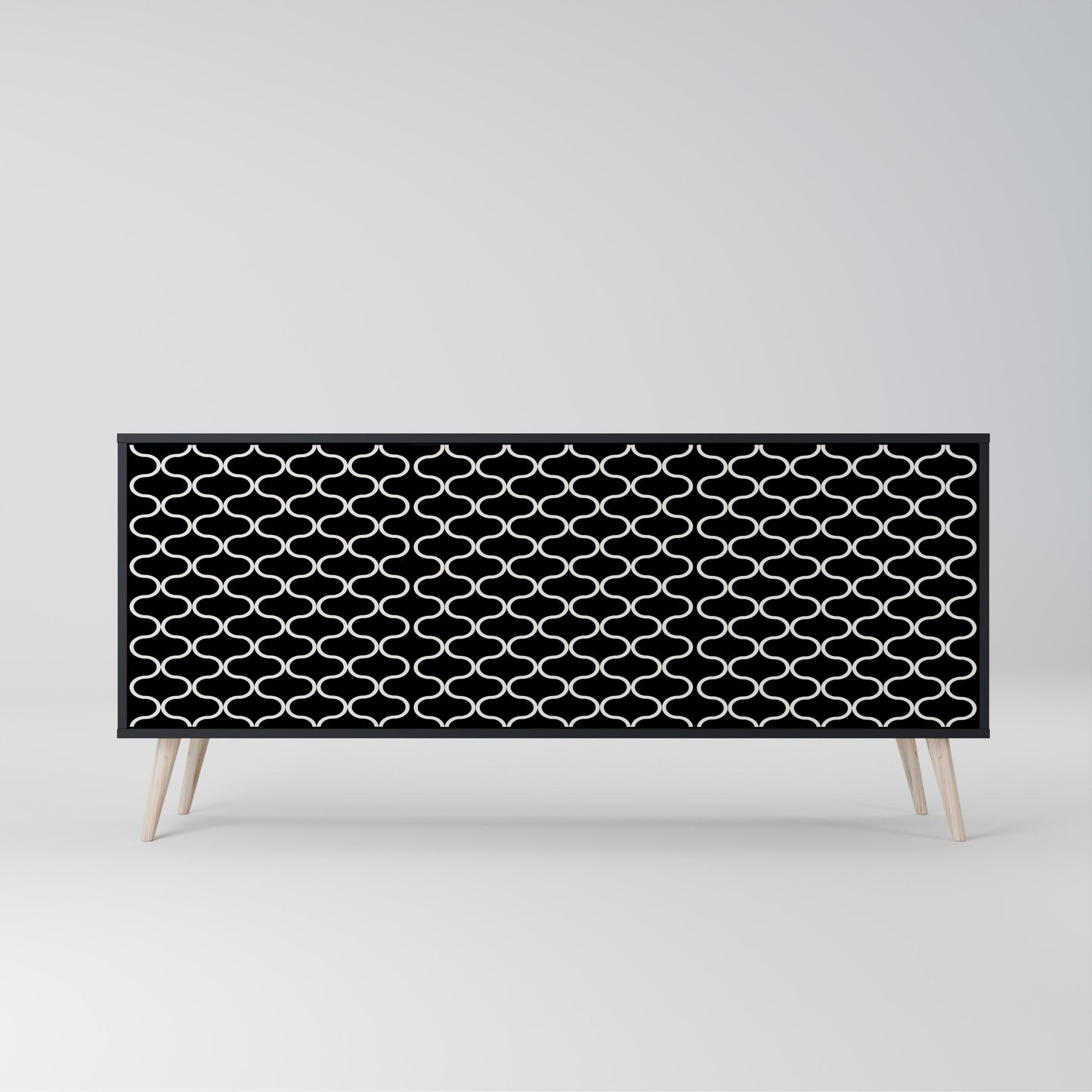 TESSELATED BLACKNESS 3-Door Sideboard in Black Finish