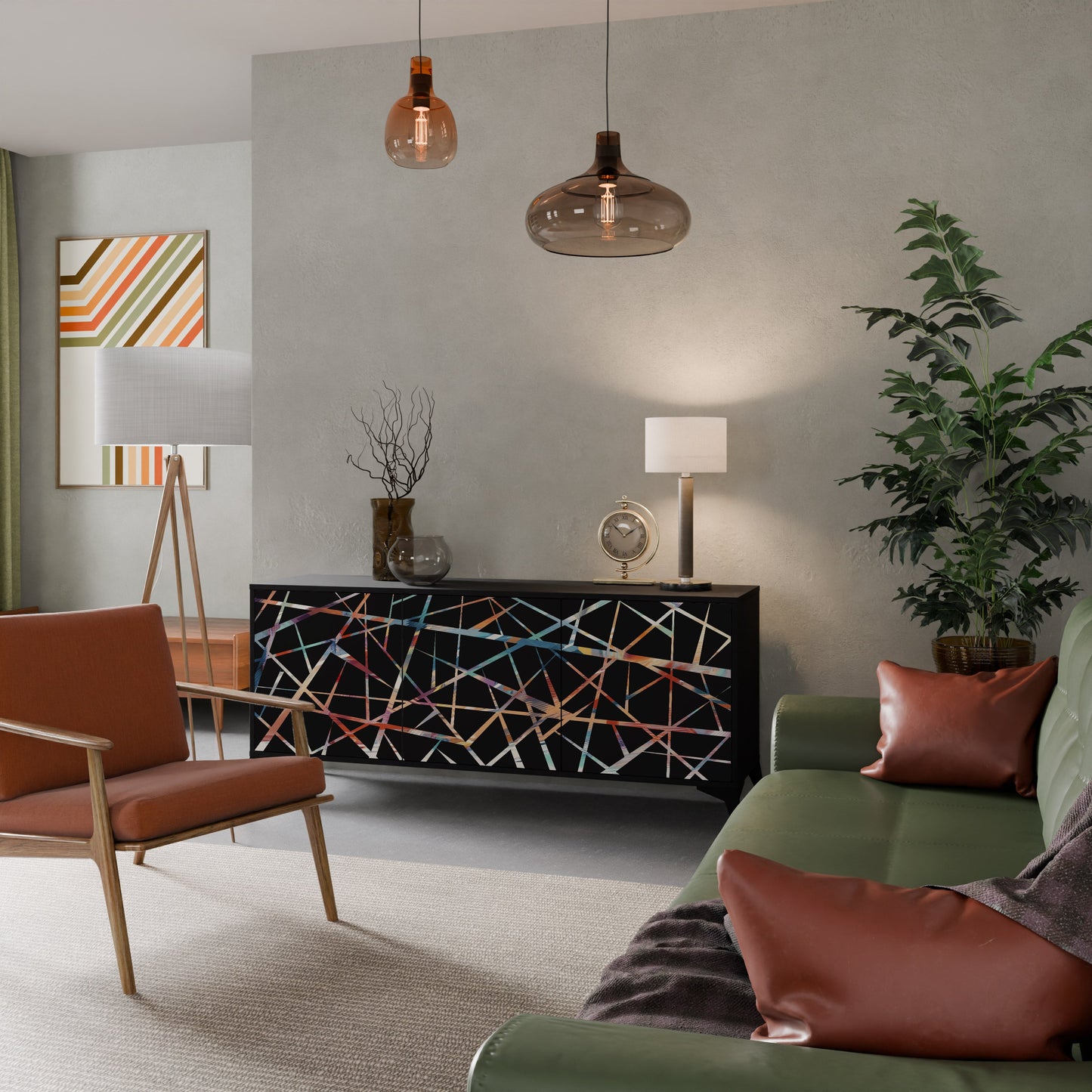 Credenza POLYGON VERVE a 3 ante in finitura nera