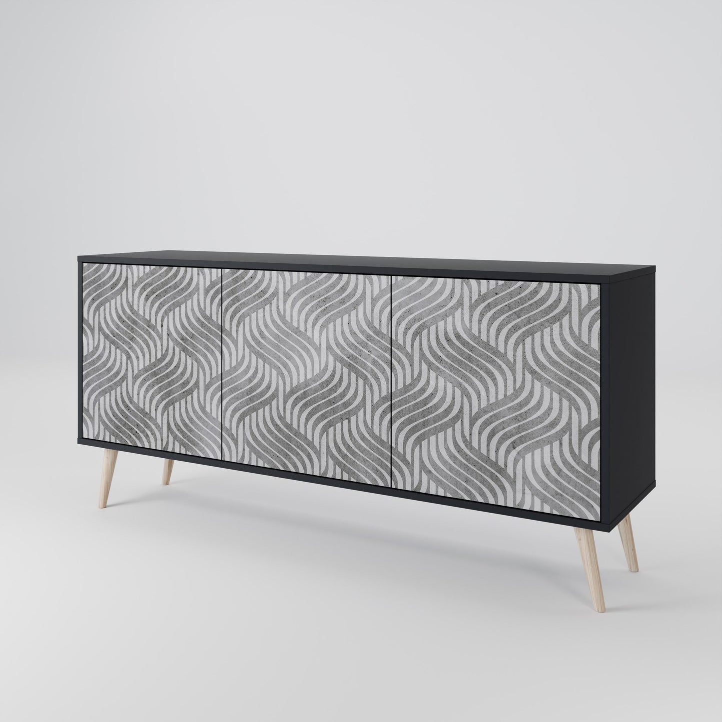 Credenza CONCRETE MOVEMENT a 3 ante in finitura nera