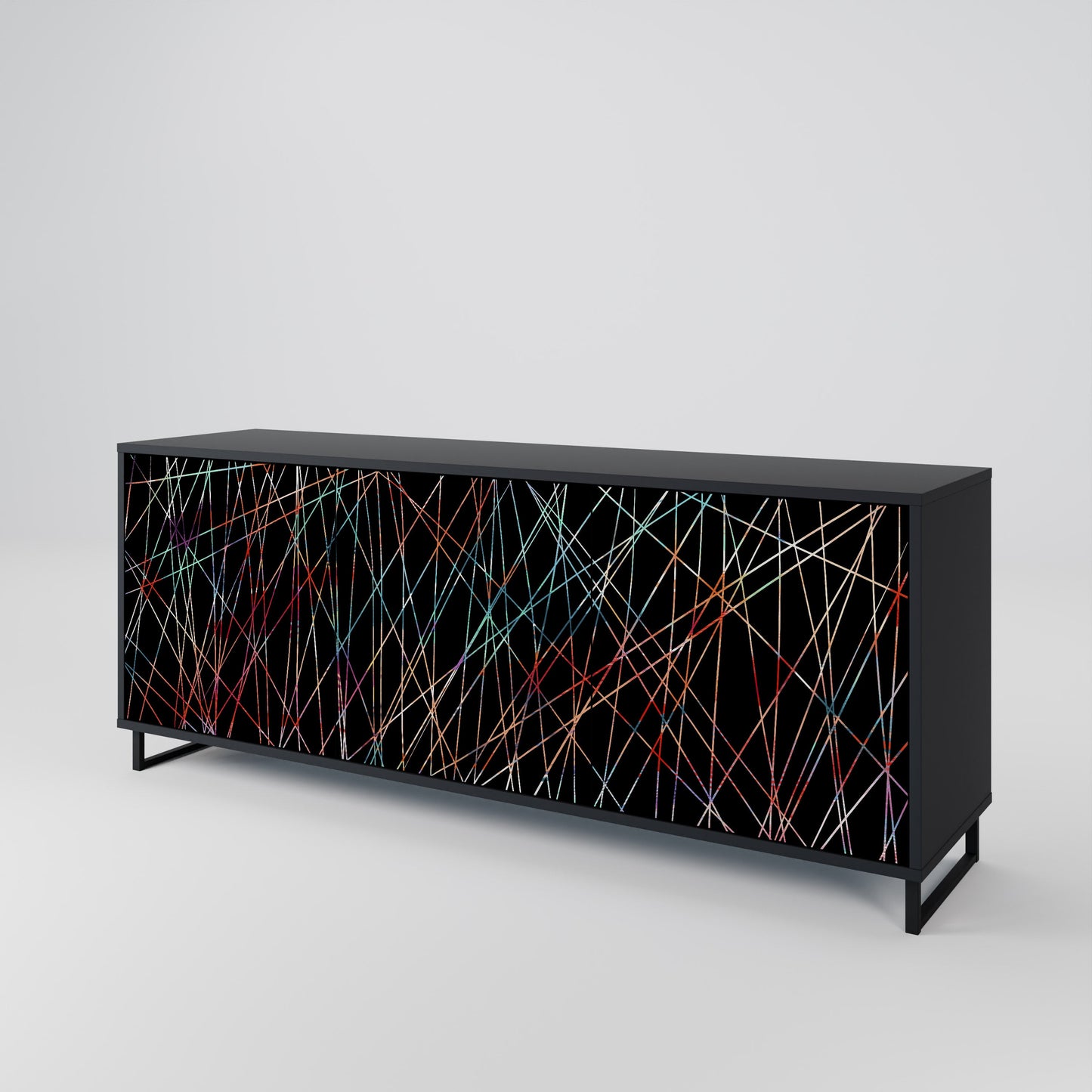 Credenza a 3 ante LUMINOUS SNARE in finitura nera