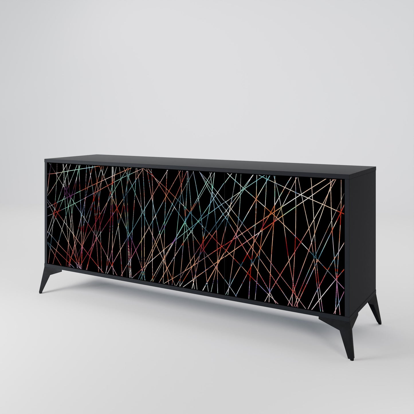 Credenza a 3 ante LUMINOUS SNARE in finitura nera