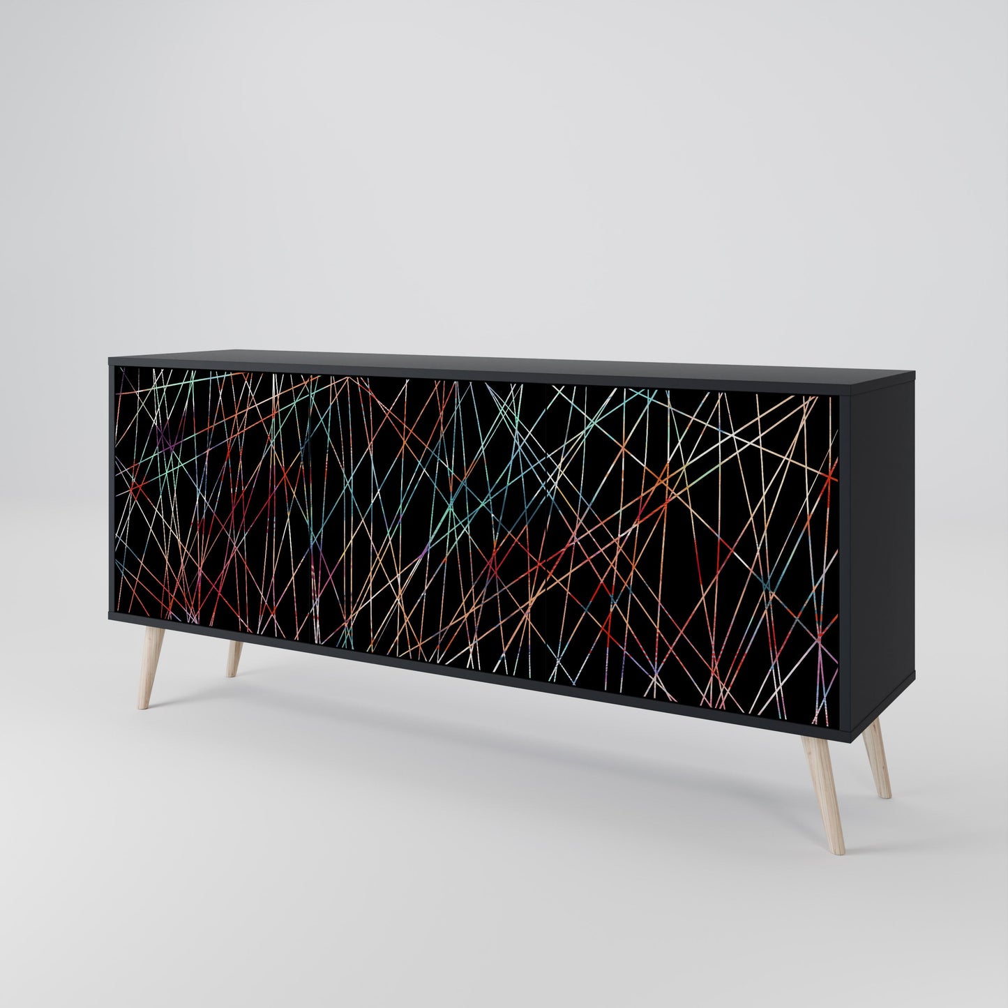 Credenza a 3 ante LUMINOUS SNARE in finitura nera
