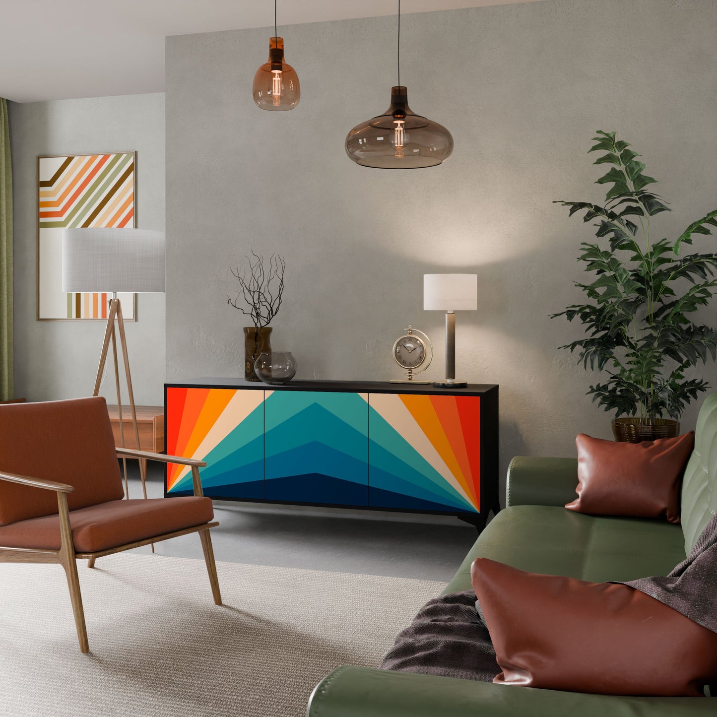Credenza PRISM CONCUSSION a 3 ante in finitura nera