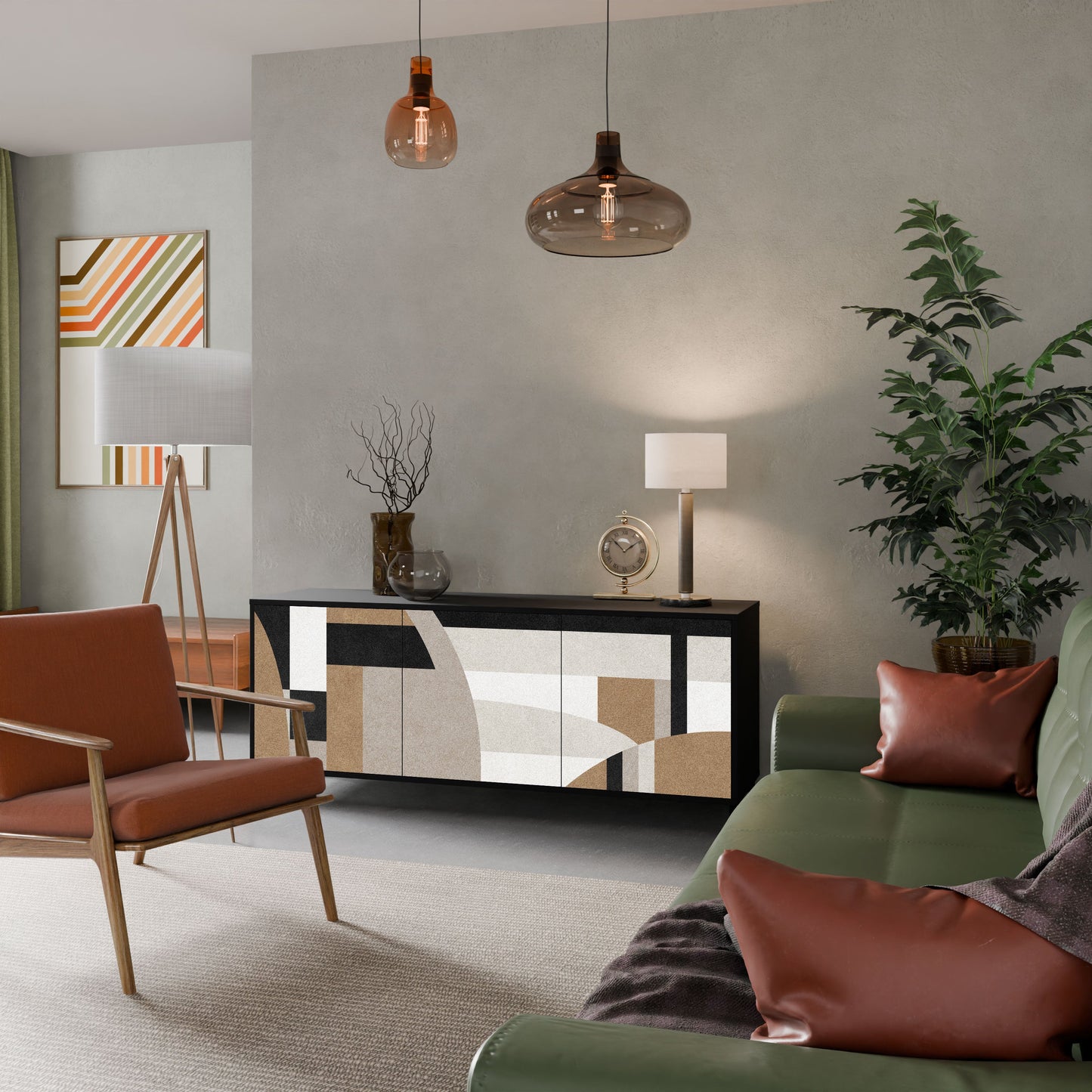 Credenza DELICATE MEMENTO a 3 ante in finitura nera