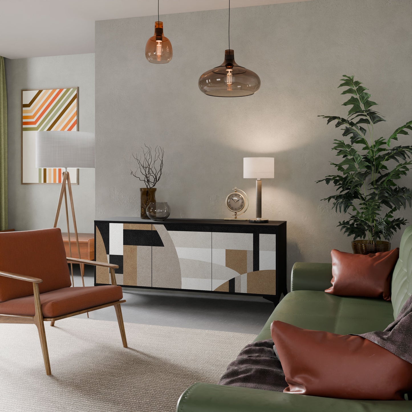 Credenza DELICATE MEMENTO a 3 ante in finitura nera