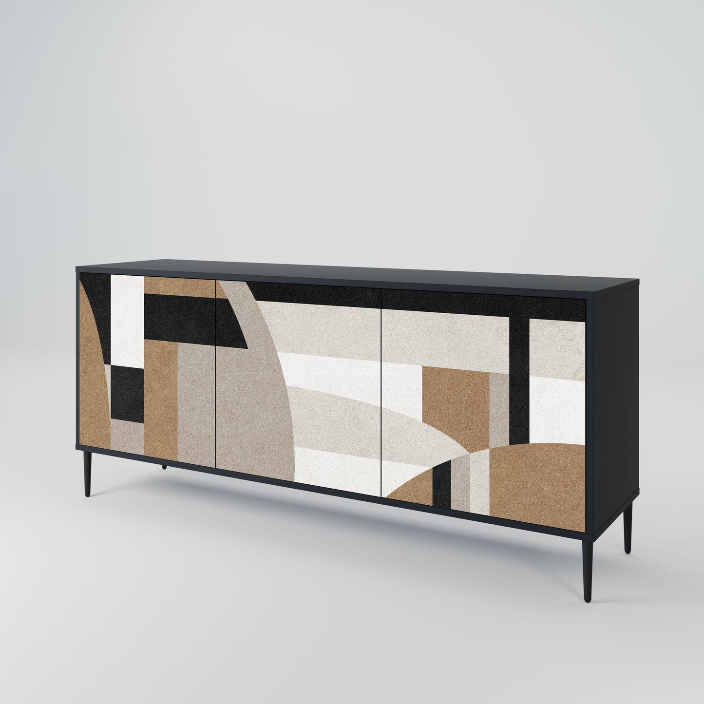 Credenza DELICATE MEMENTO a 3 ante in finitura nera