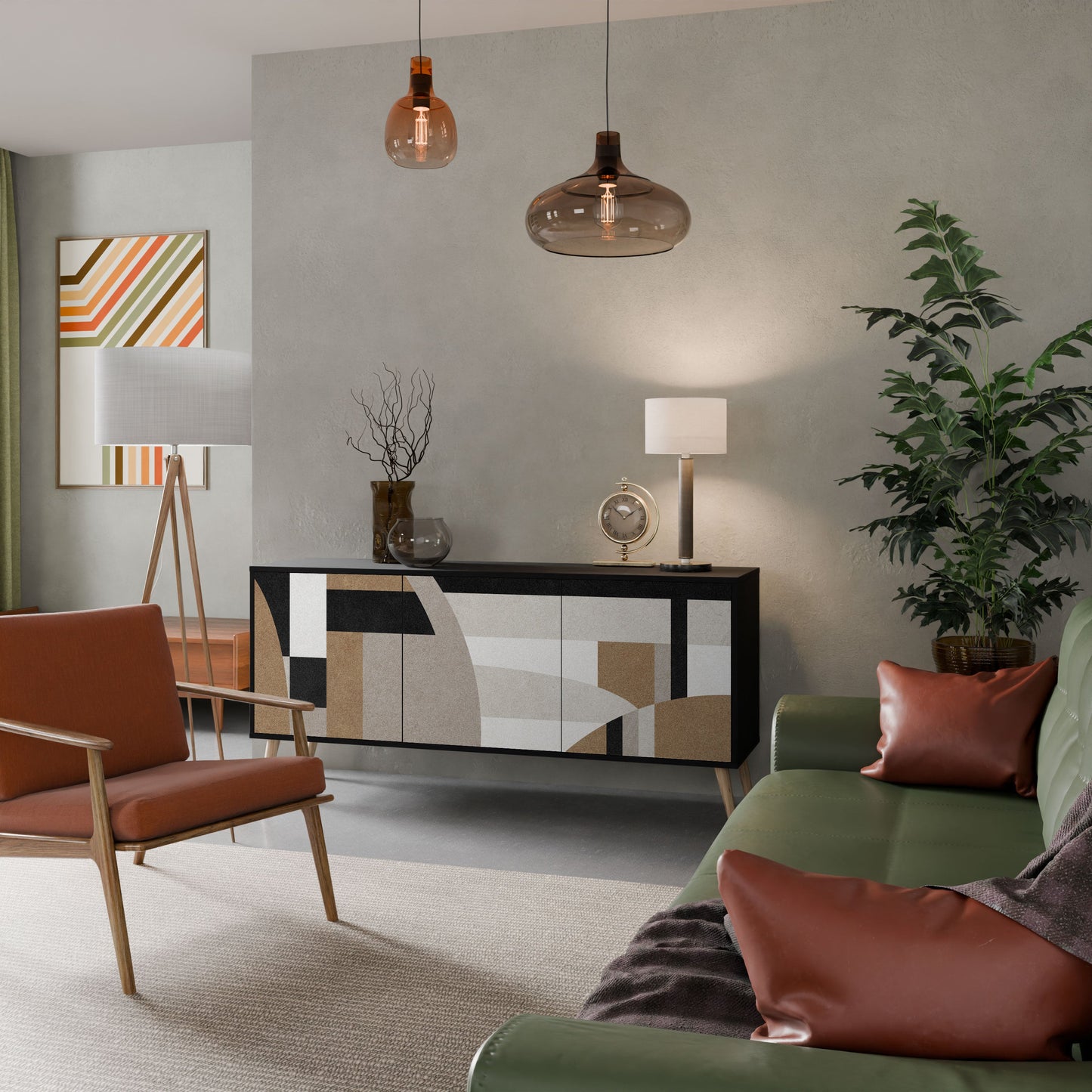 Credenza DELICATE MEMENTO a 3 ante in finitura nera