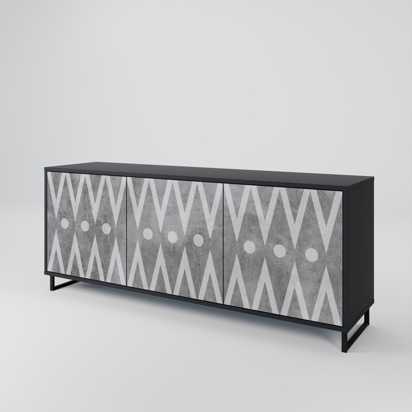 Credenza a 3 ante SHARP EDGES in finitura nera