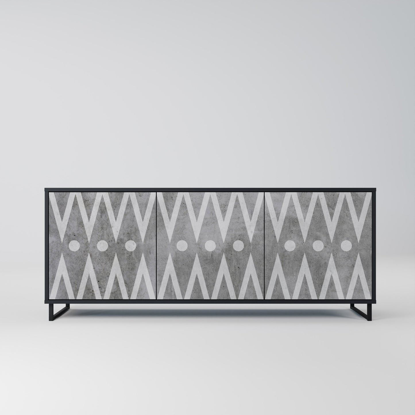 Credenza a 3 ante SHARP EDGES in finitura nera